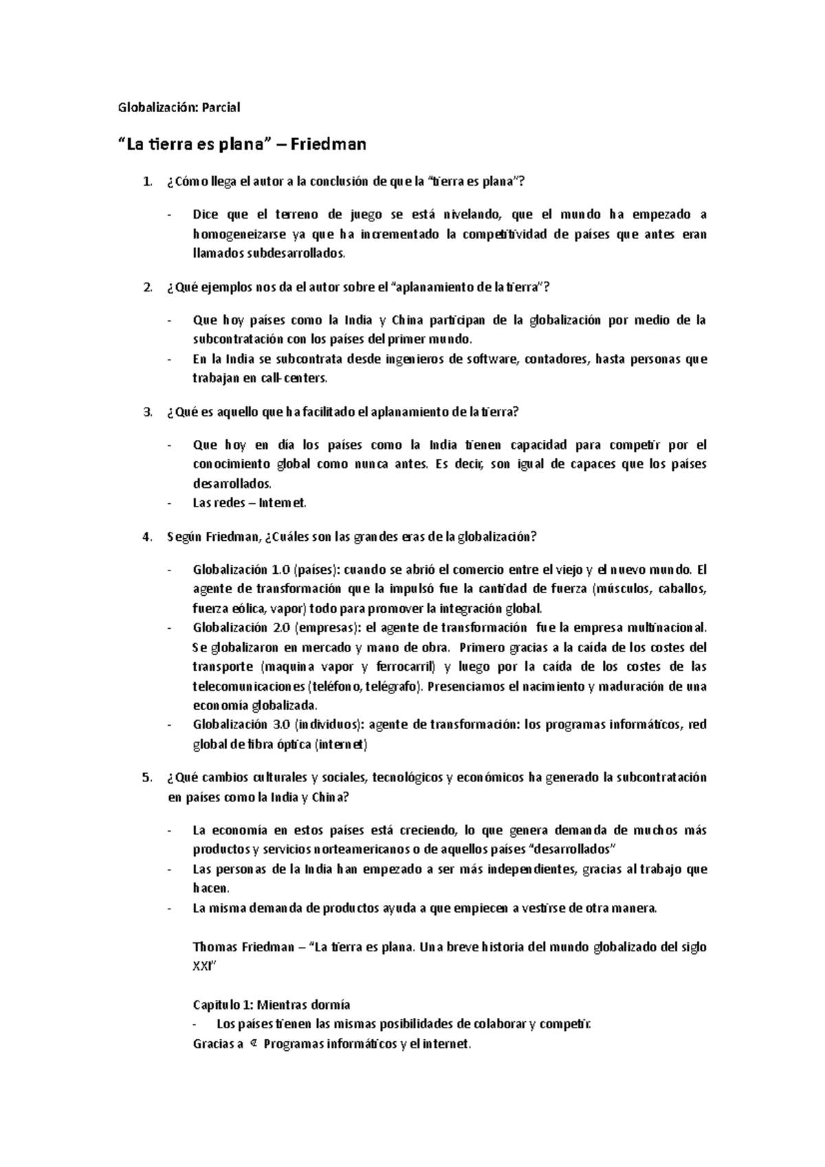 Resumen De Diversas Lecturas Parcial Tierra Es Friedman 1 Llega El Autor A La De Que La Es 2 Studocu