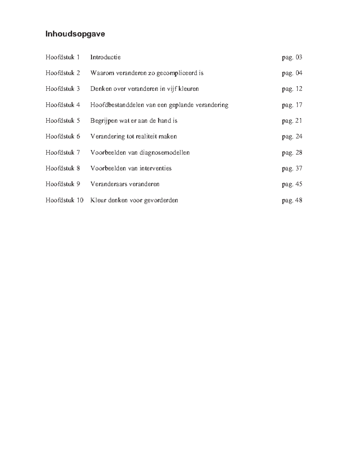 Samenvatting Leren Veranderen H1-10 - Inhoudsopgave Hoofdstuk 1 ...