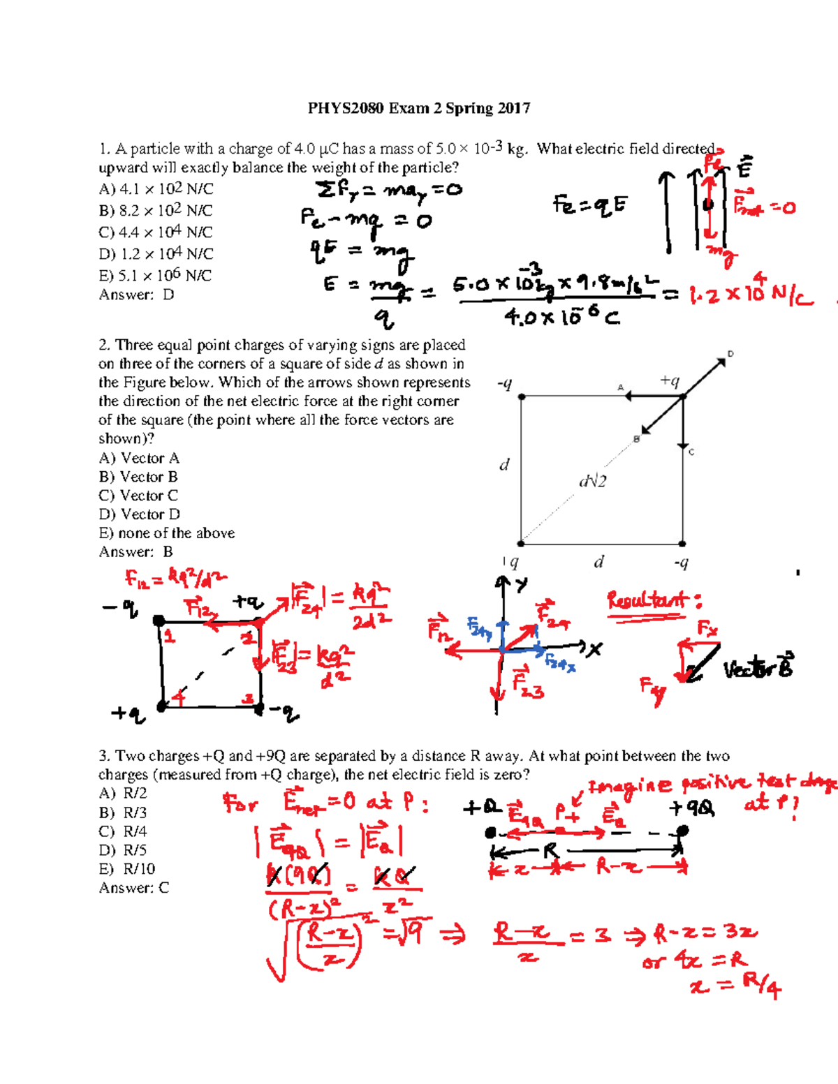 PHYS2080 Exam 2 Spring 2017 solution - PHYS2080 Exam 2 Spring 2017 A ...