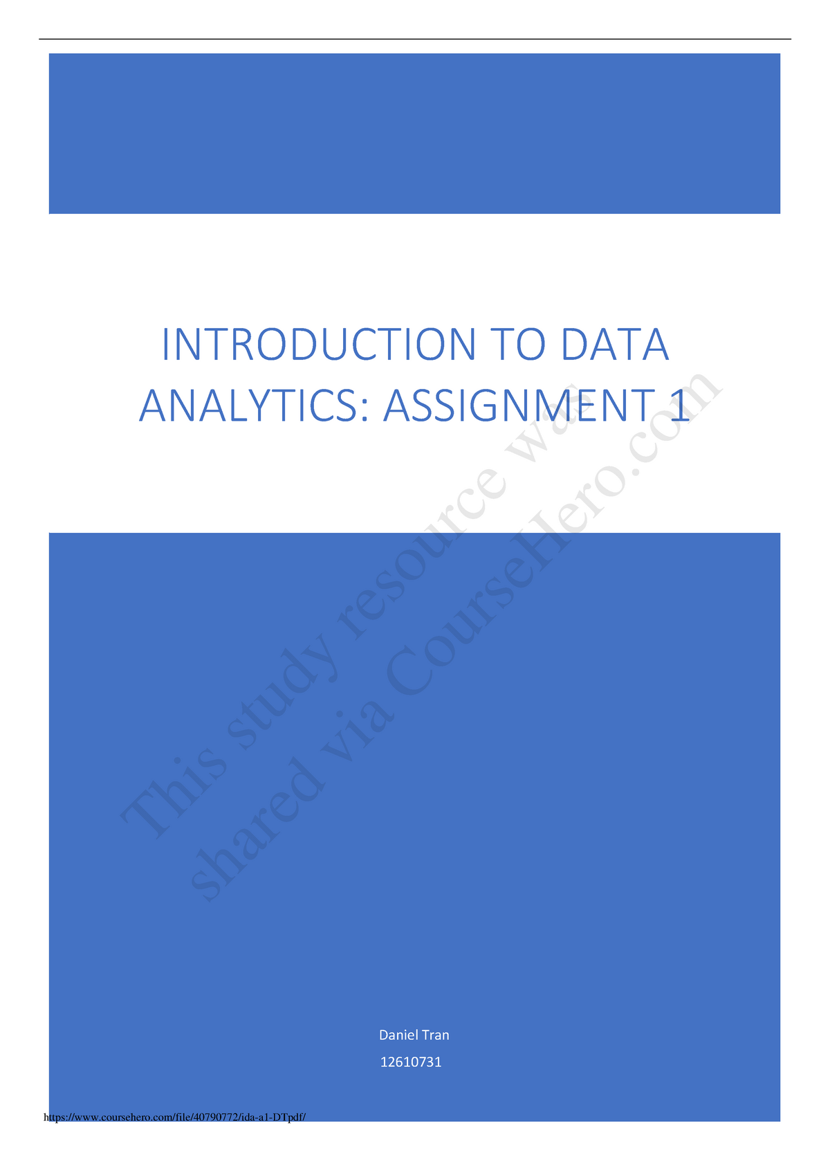 introduction to data analytics assignment