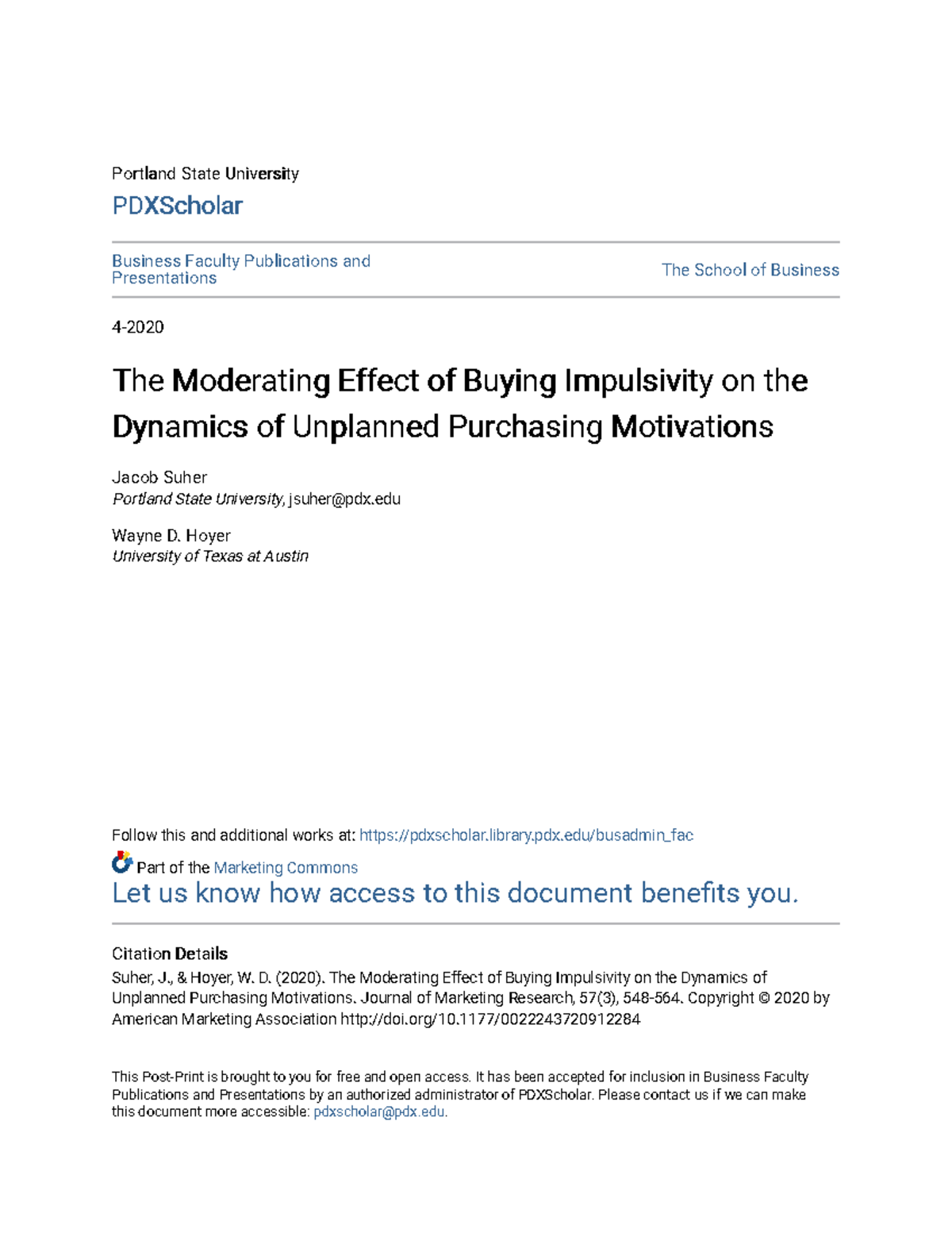 The Moderating Effect of Buying Impulsivity on the Dynamics of Un ...