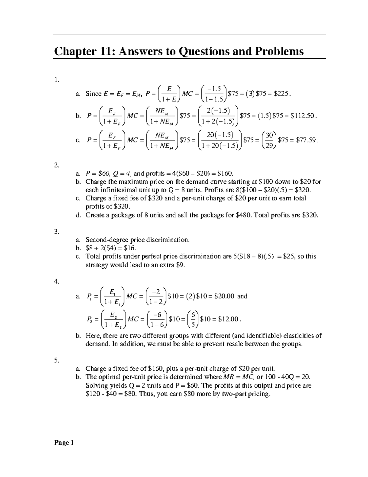 Chapter 11 - Solution Manual For Managerial Economics & Business 