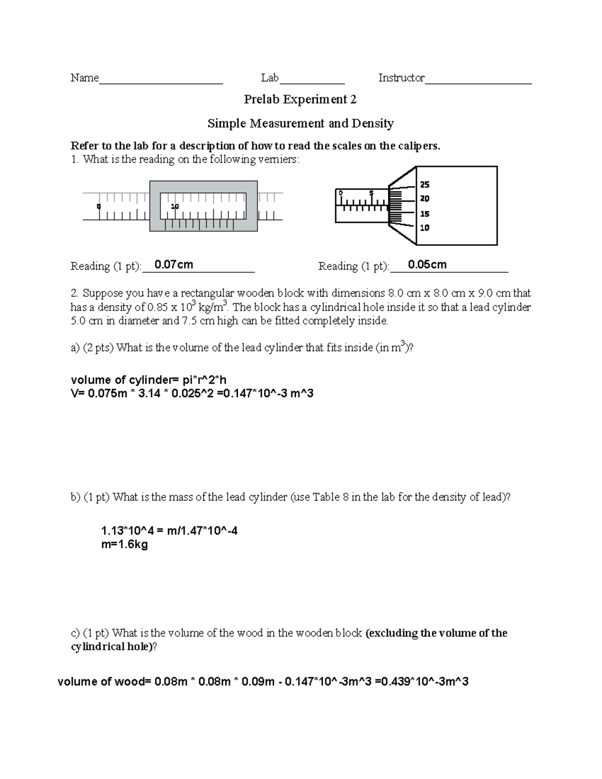 Physics Lab Experiment 2 - Name                      Lab 