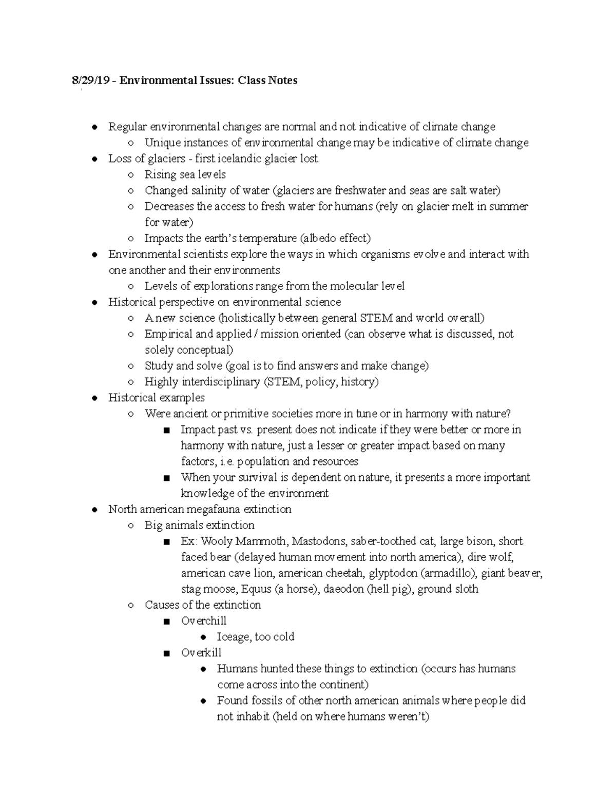 Class Notes - parks - 8/29/19 - Environmental Issues: Class Notes ...