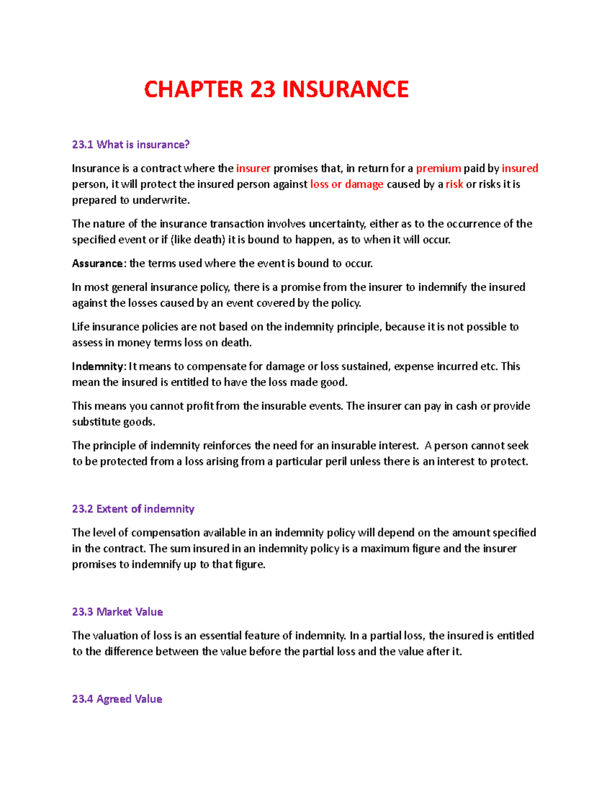 6.5.2 other types of insurance assignment notes