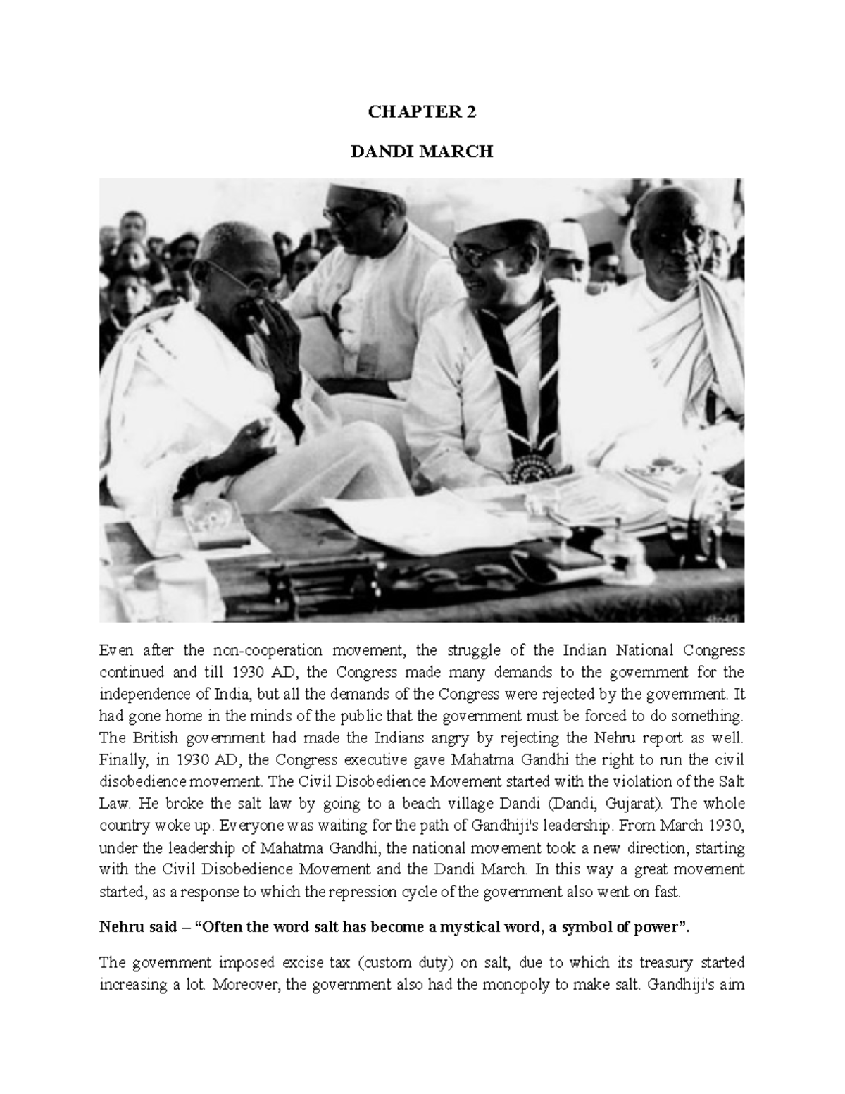 Chapter 2 Dandi March CHAPTER 2 DANDI MARCH Even after the non