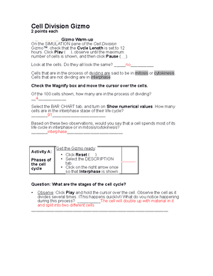 Dehydration Synthesis Gizmo - Name ...