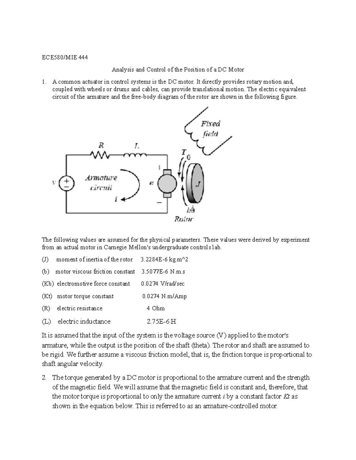 ECE580/MIE444 Final Term Project Spring 2017 - ECE580/MIE 444 Analysis ...
