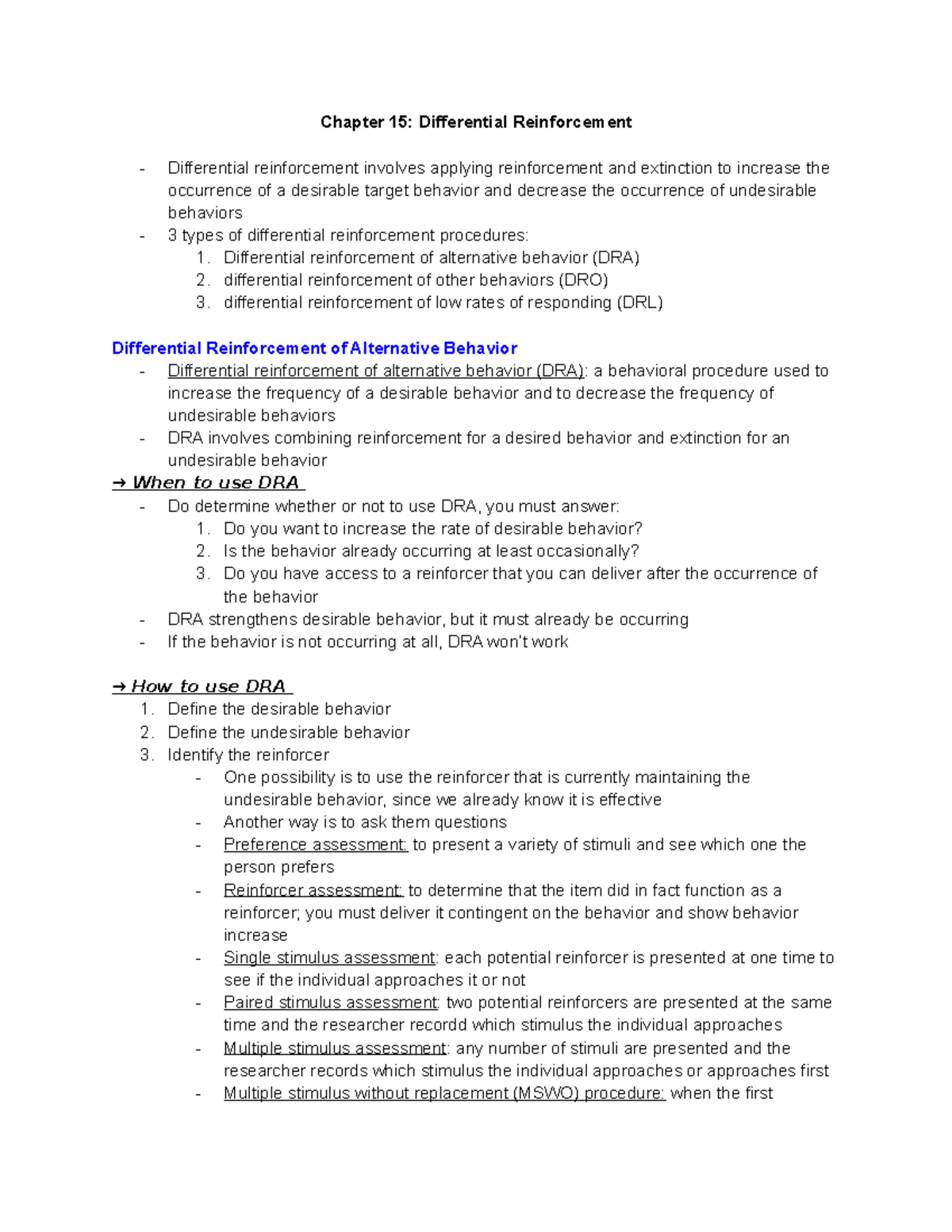 Chapter 15 textbook Chapter 15 Differential Reinforcement