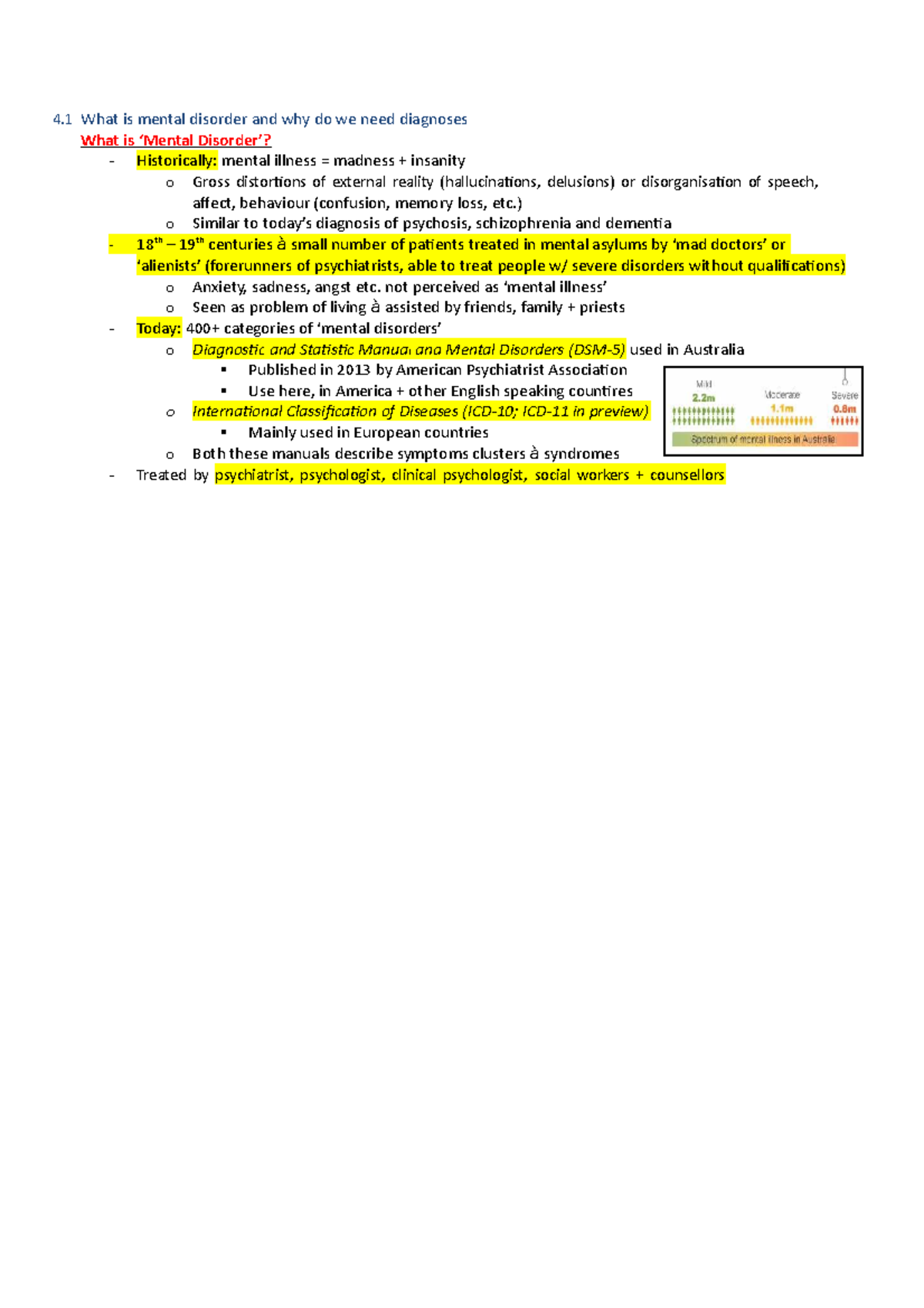 Week 5 +6 - Lecture notes 5-6 - 4 is mental disorder and why do we need ...