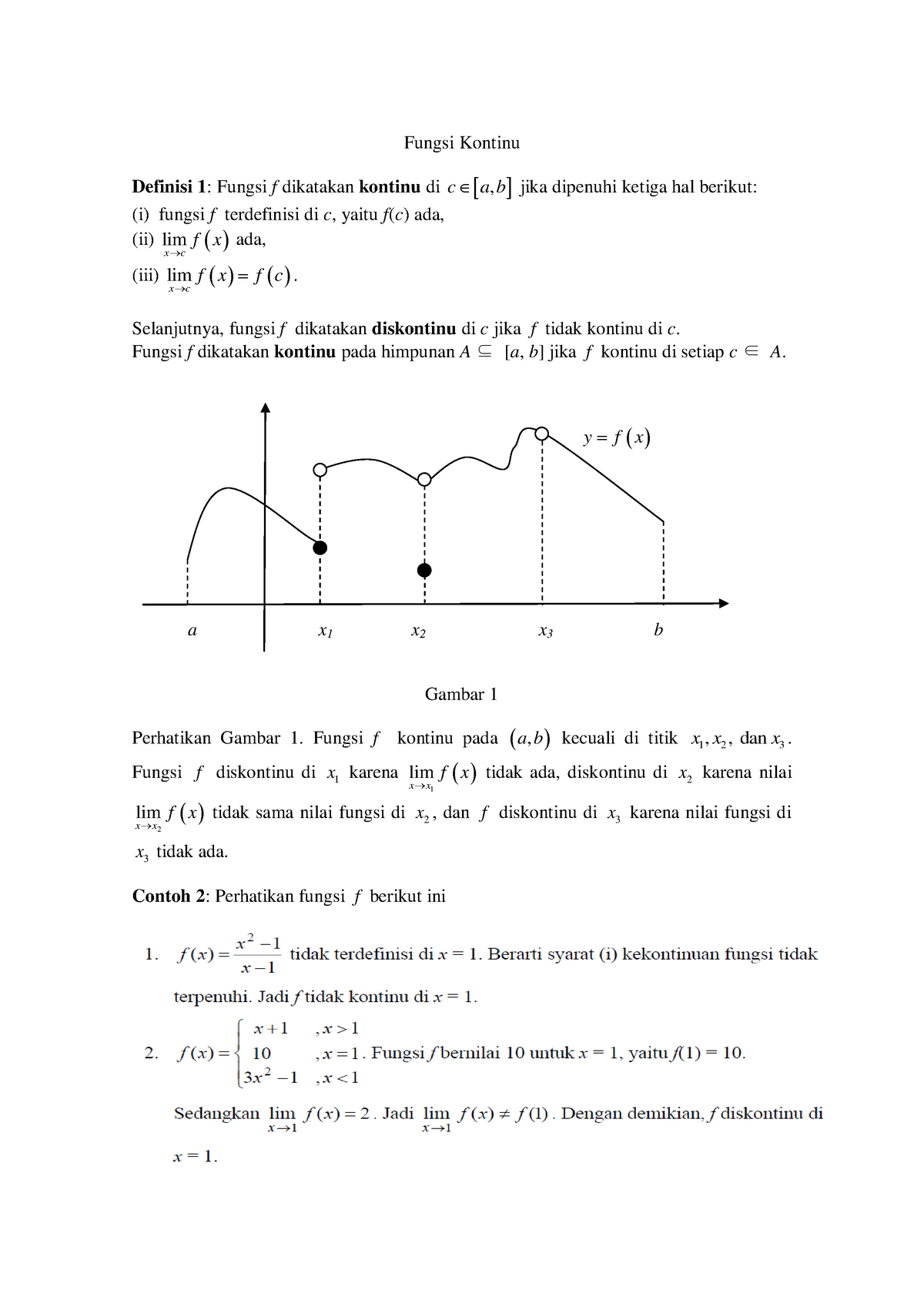 Fungsi Kontinu Dan Turunan Fungsi Kontinu Definisi Fungsi F Dikatakan Kontinu Di C A B