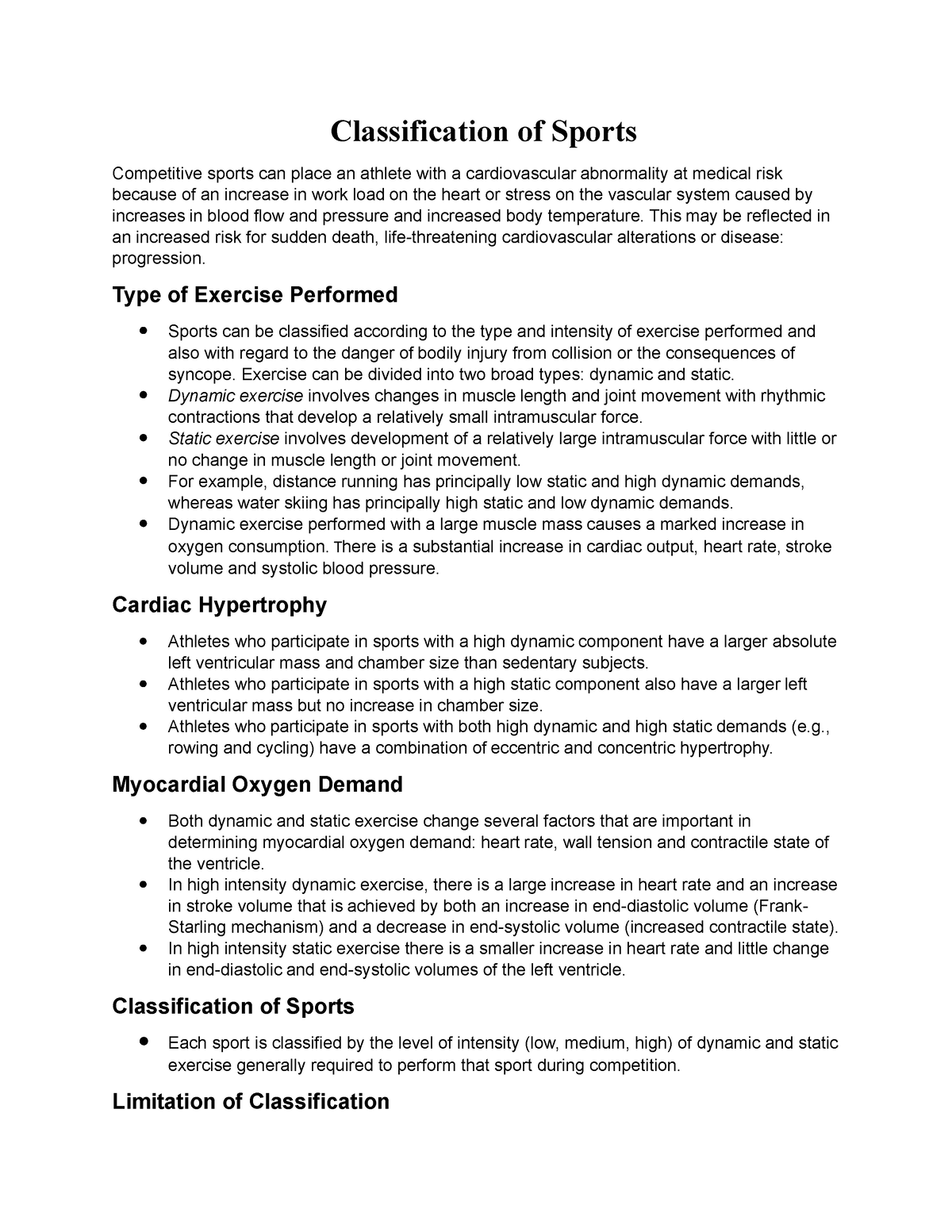 sports classification essay