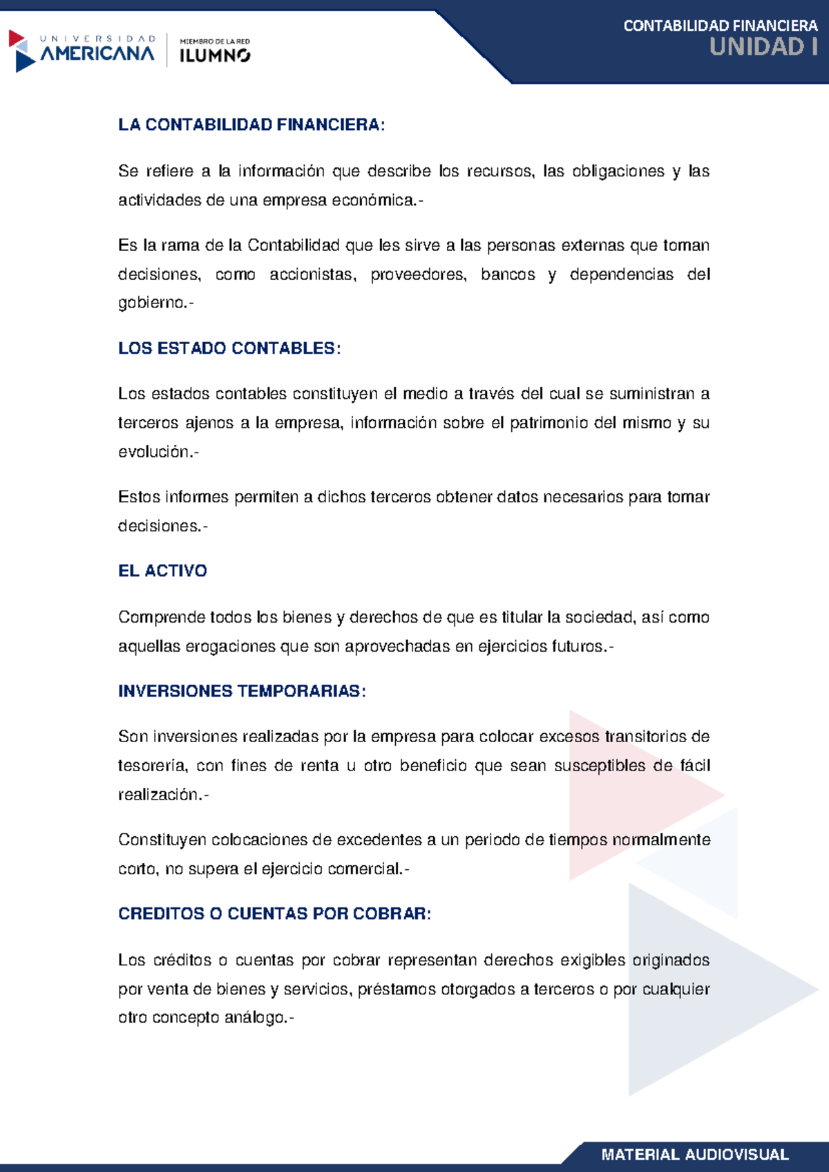 Contabilidad Financiera Unidad I Contabilidad Financiera Unidad I