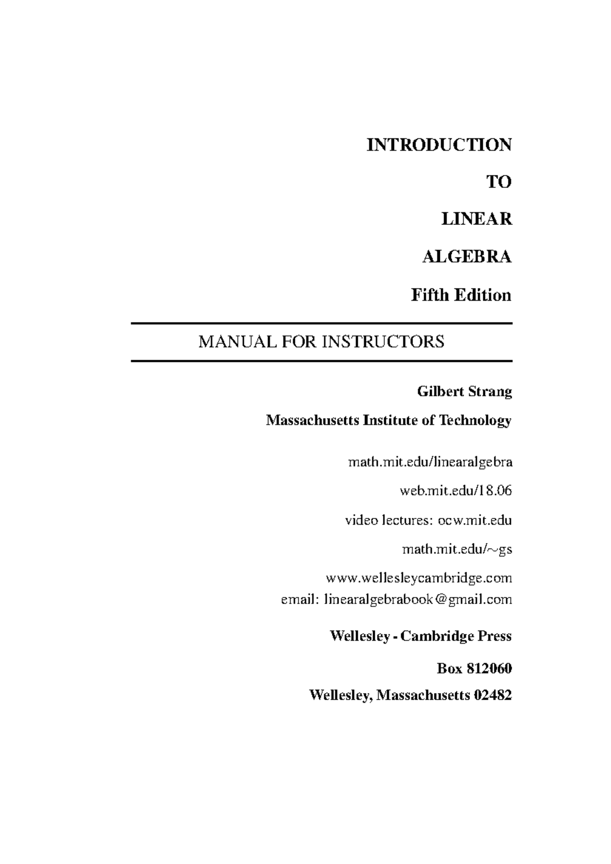 linear algebra solutions Ila sol5 ch02 - INTRODUCTION TO LINEAR ALGEBRA ...