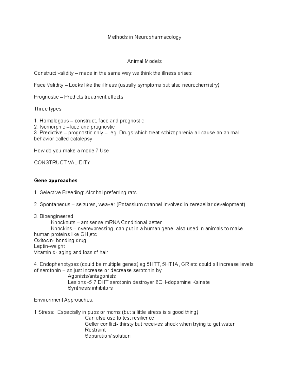 Methods 1 Lecture notes 1 Methods in Neuropharmacology Animal