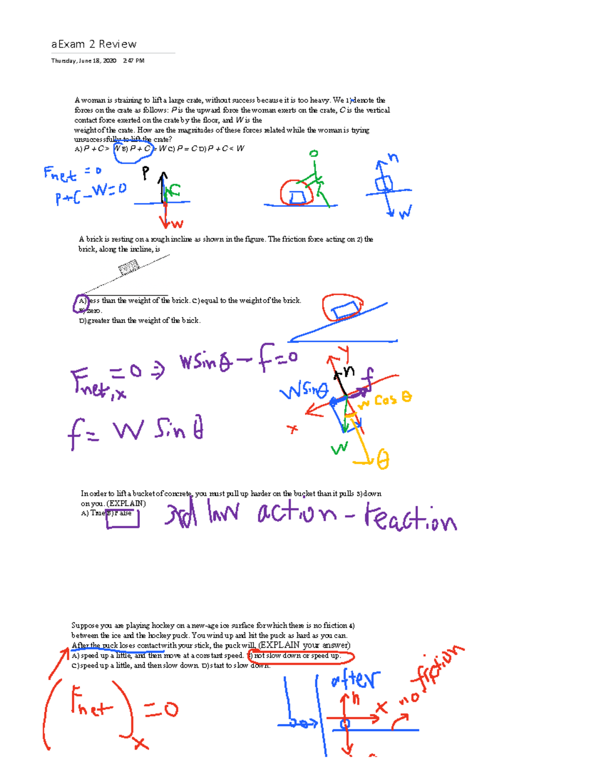 EXAM2 2425 Review Notes - aExam 2 Review Thursday, June 18, 2020 2:47 ...