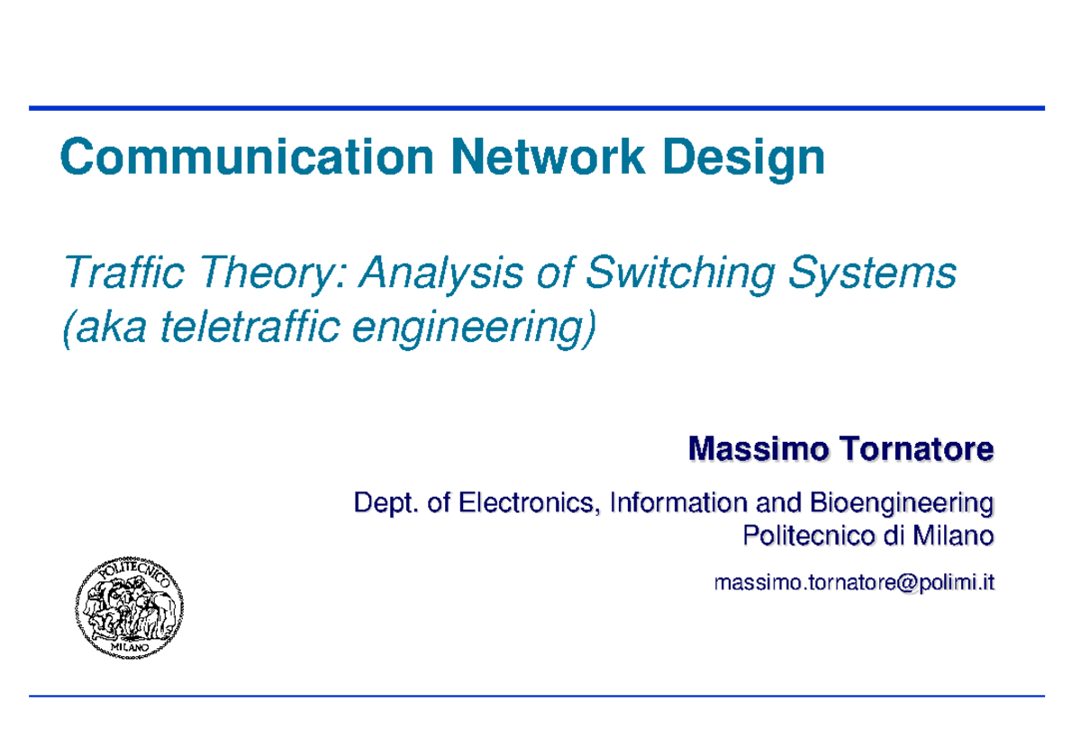 CND22 6 slides Communication network design PoliMi Studocu