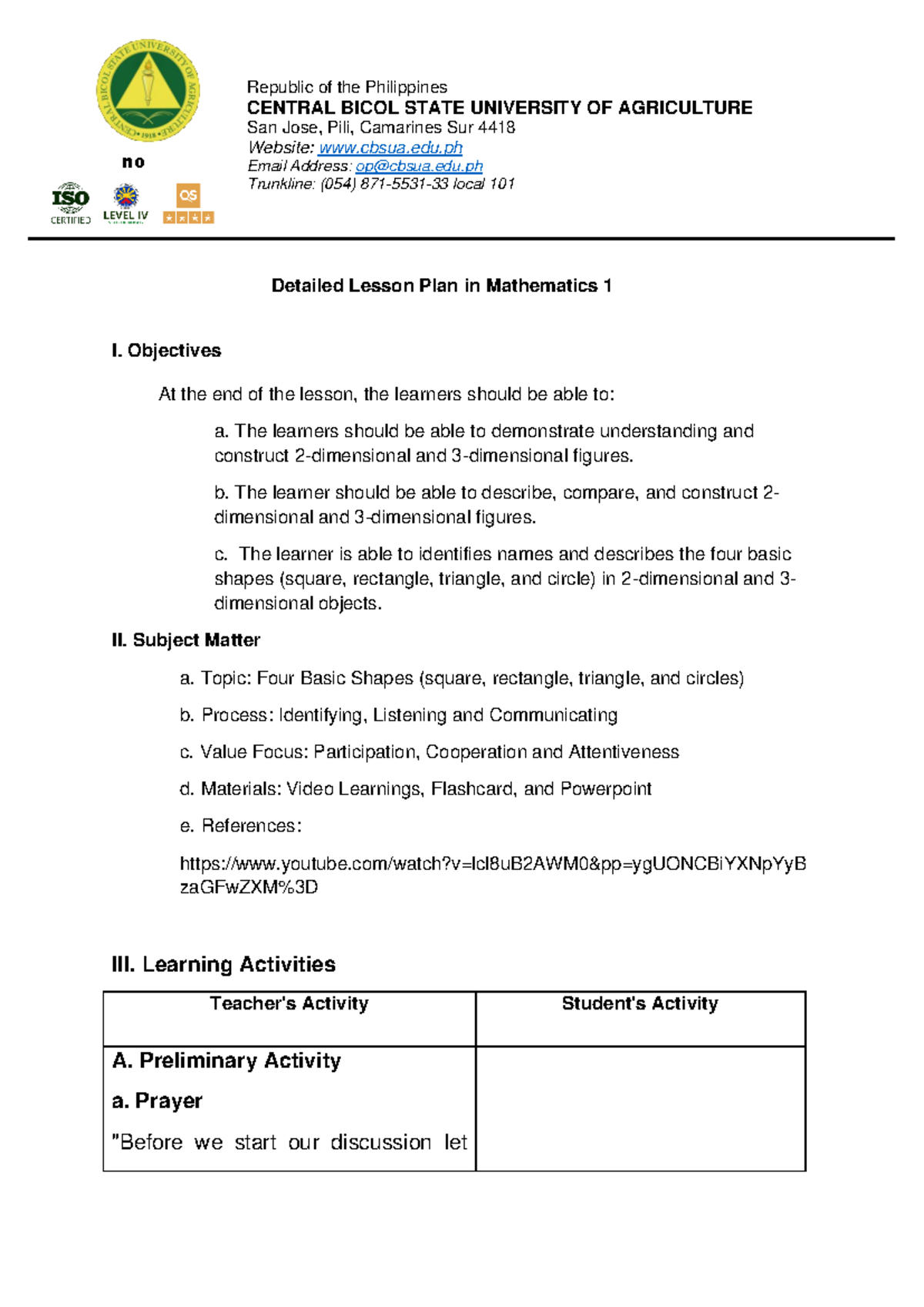 Soliman Detailed Lesson Plan - Detailed Lesson Plan in Mathematics 1 I ...