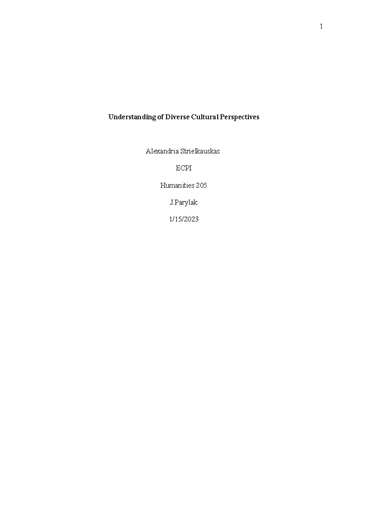 Understand of diverse cultural perspectives - Understanding of Diverse ...