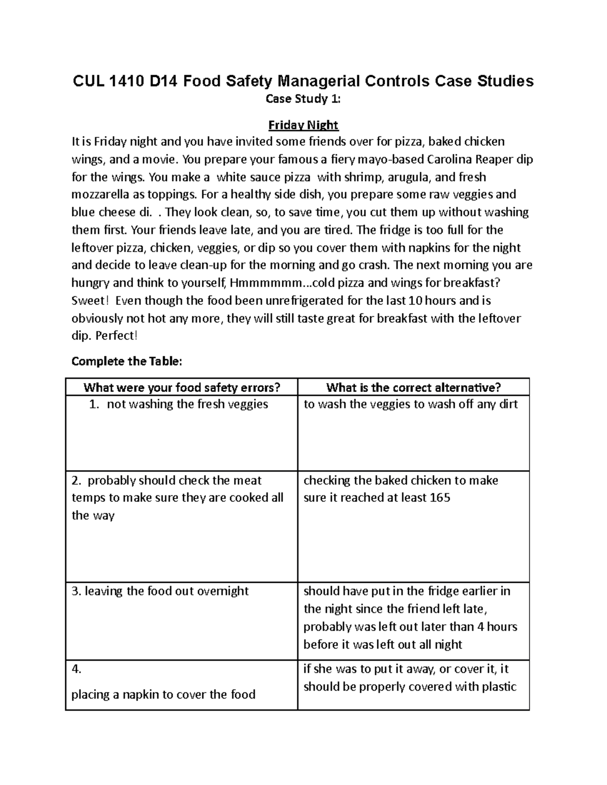 food safety case study for students