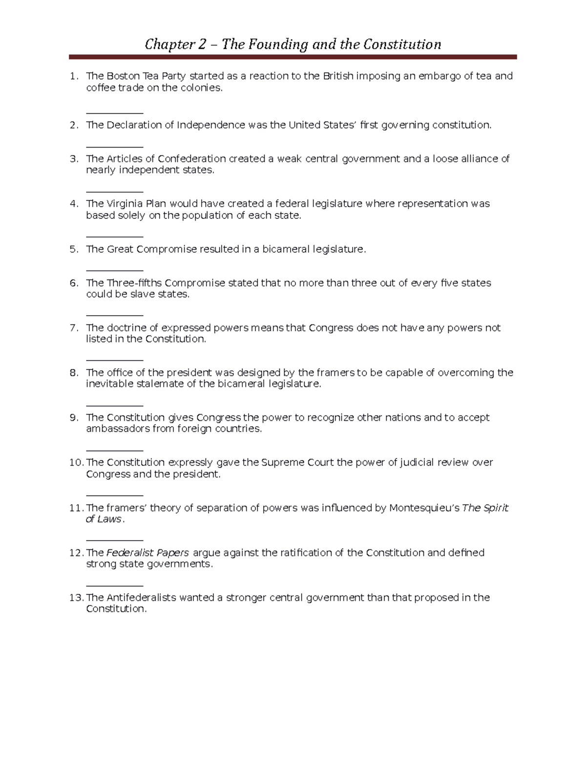 Chapter 2 - THE Founding AND THE Constitution - Chapter 2 The Founding ...