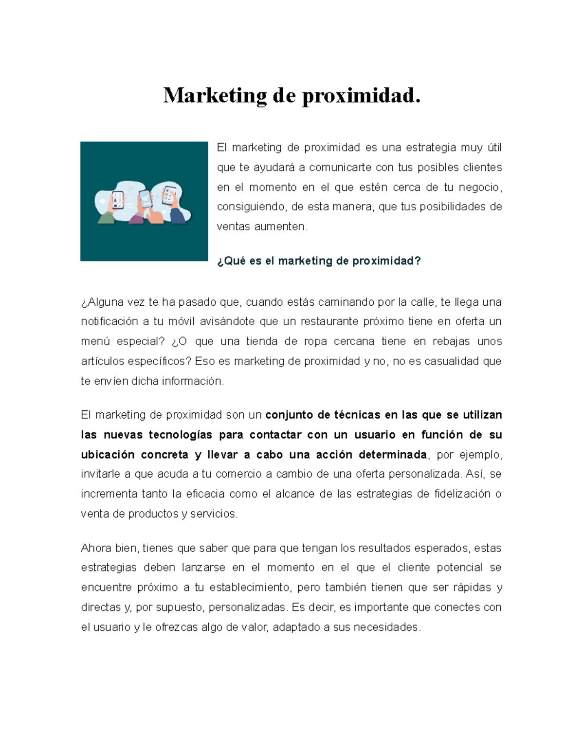 Marketing de proximidad(LAB) - El marketing de proximidad es una ...