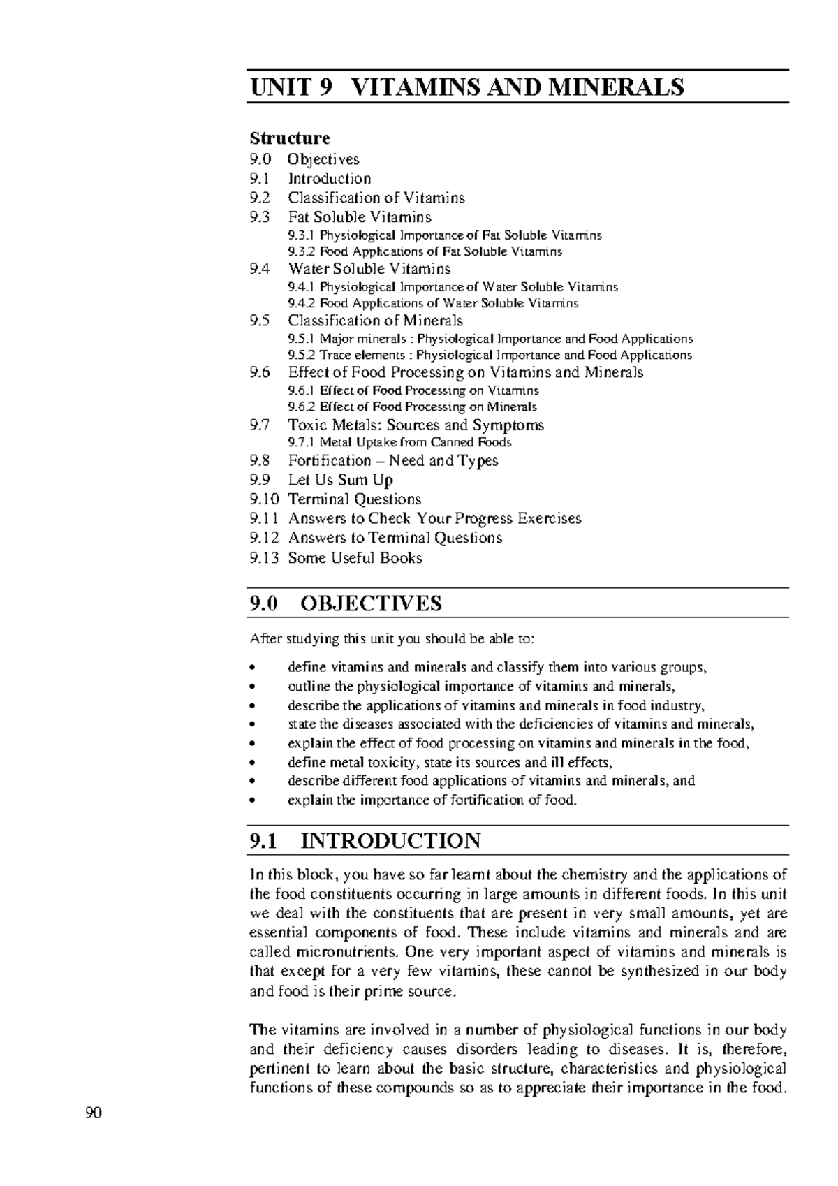 Classification of Vitamins and minerals ; Toxic metals source Food