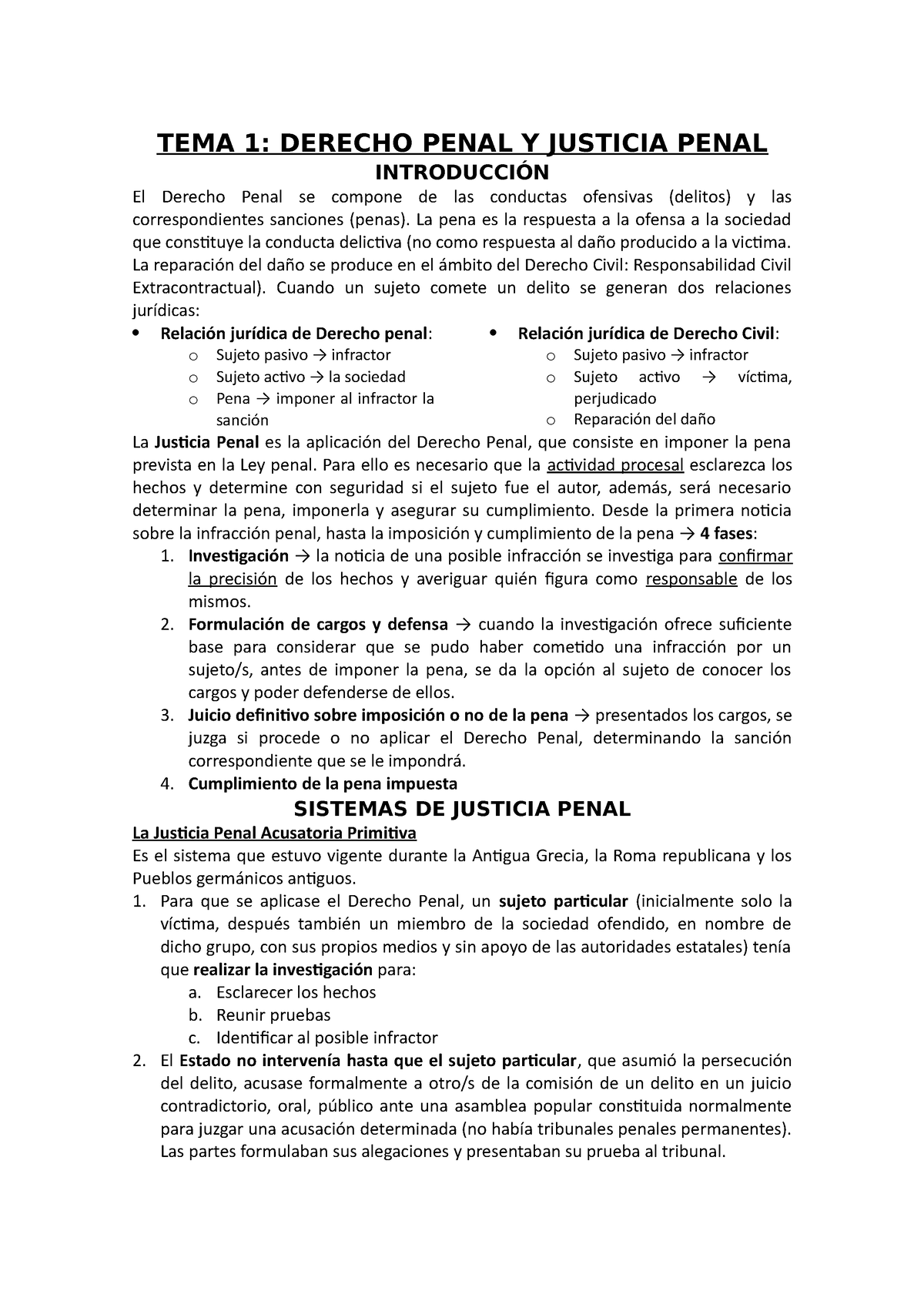 TEMA 1 Derecho Procesal III - TEMA 1: DERECHO PENAL Y JUSTICIA PENAL ...