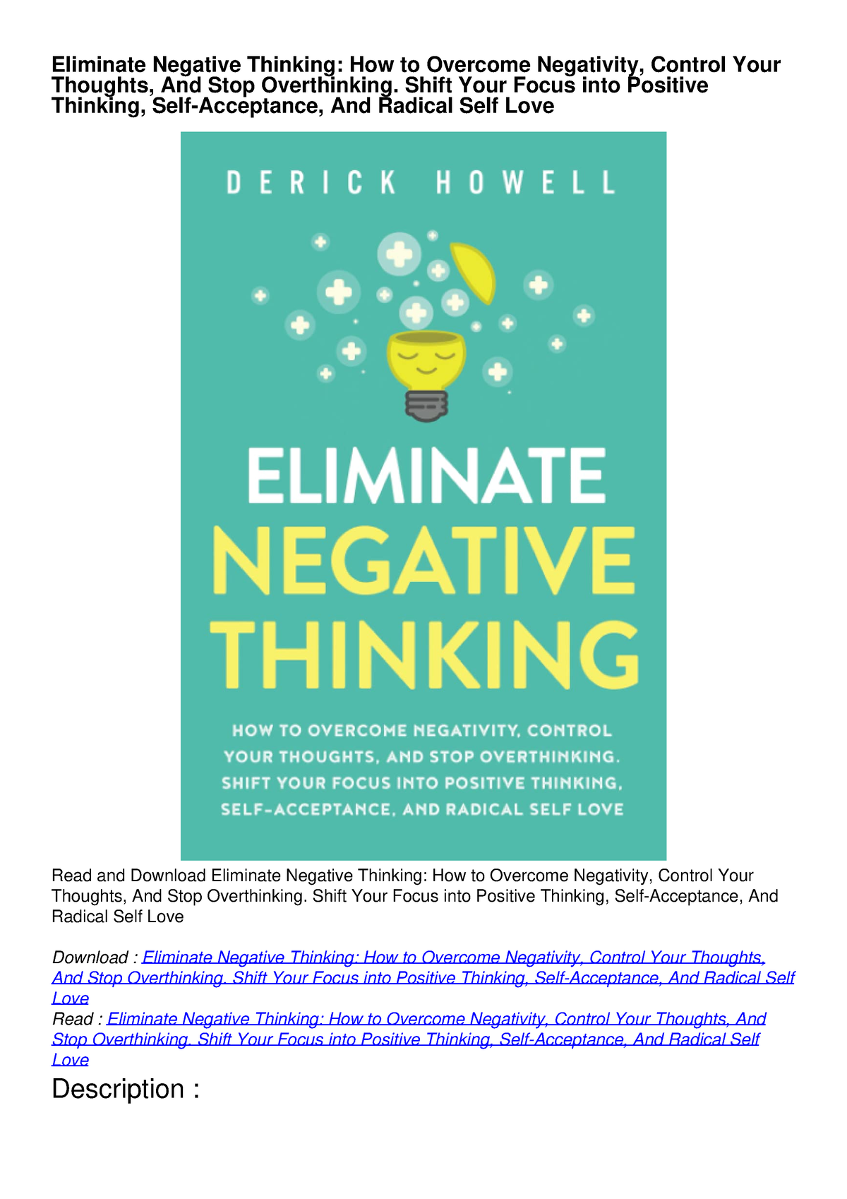 Pdf Read Online Eliminate Negative Thinking How To Overcome 