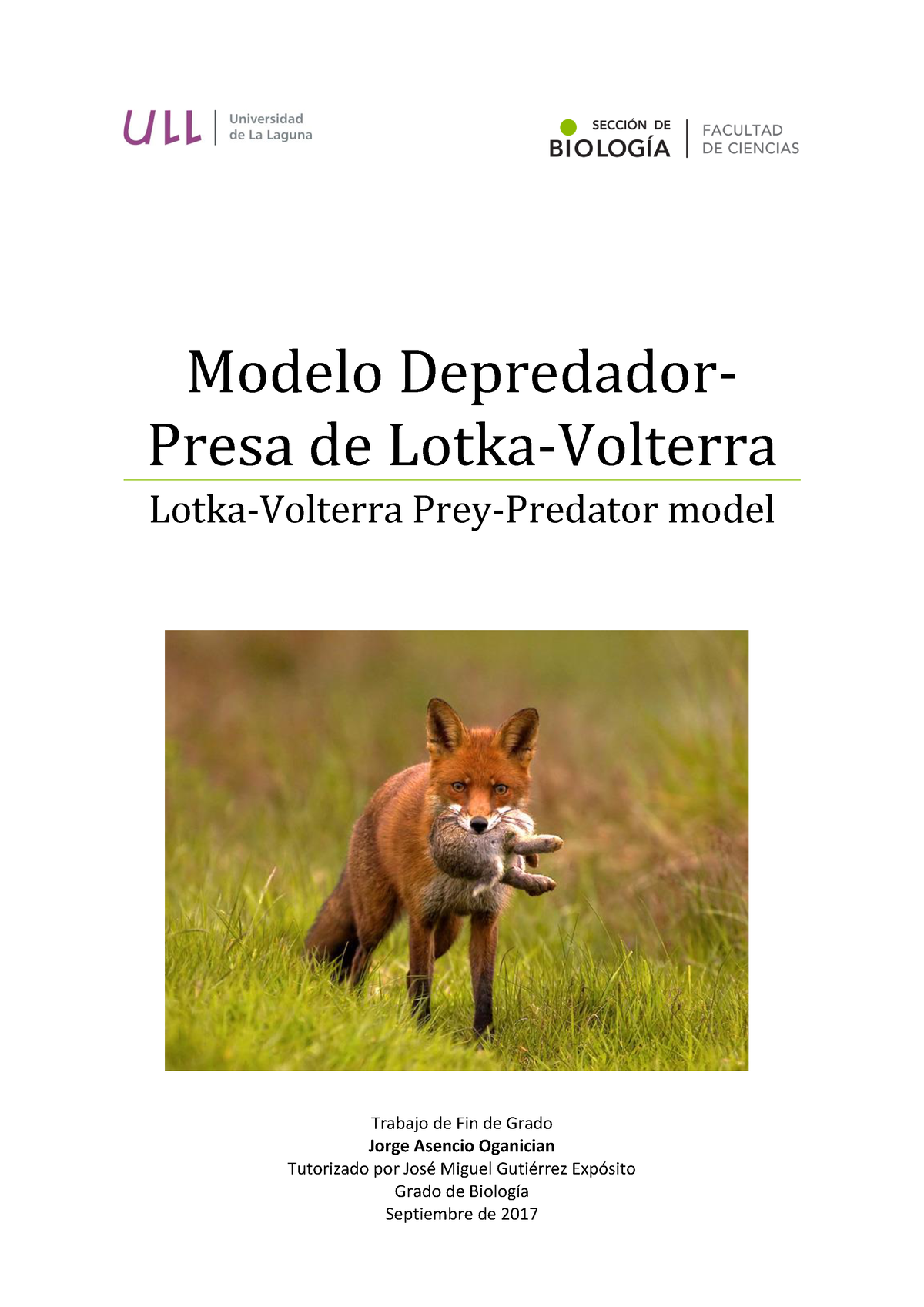 Modelo depredador-presa de Volterra-Lotka - Modelo Depredador- Presa de  Lotka-Volterra - Studocu