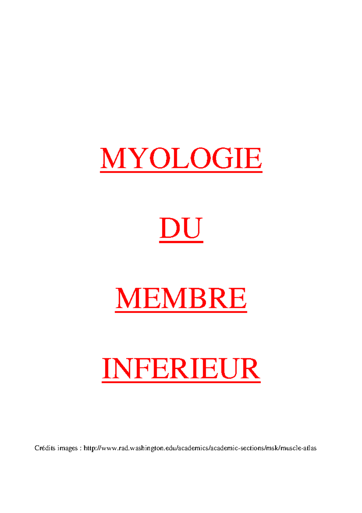 Myologie Du Membre Inf Rieur Myologie Du Membre Inferieur Cr Dits