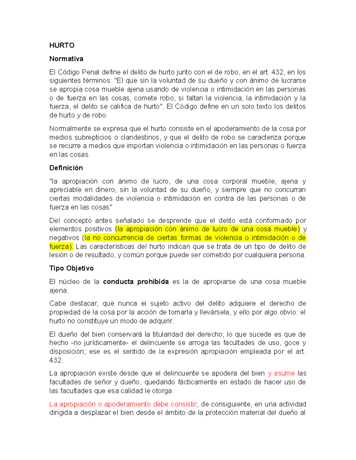 Hurto - DPII - HURTO Normativa El Código Penal define el delito de ...