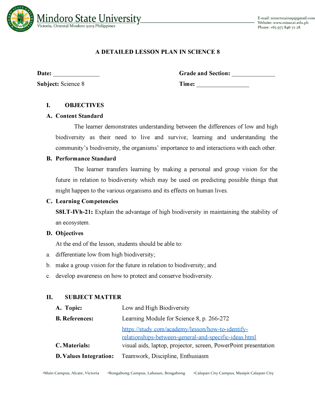 LP-for- Science - GIU - A DETAILED LESSON PLAN IN SCIENCE 8 Date ...