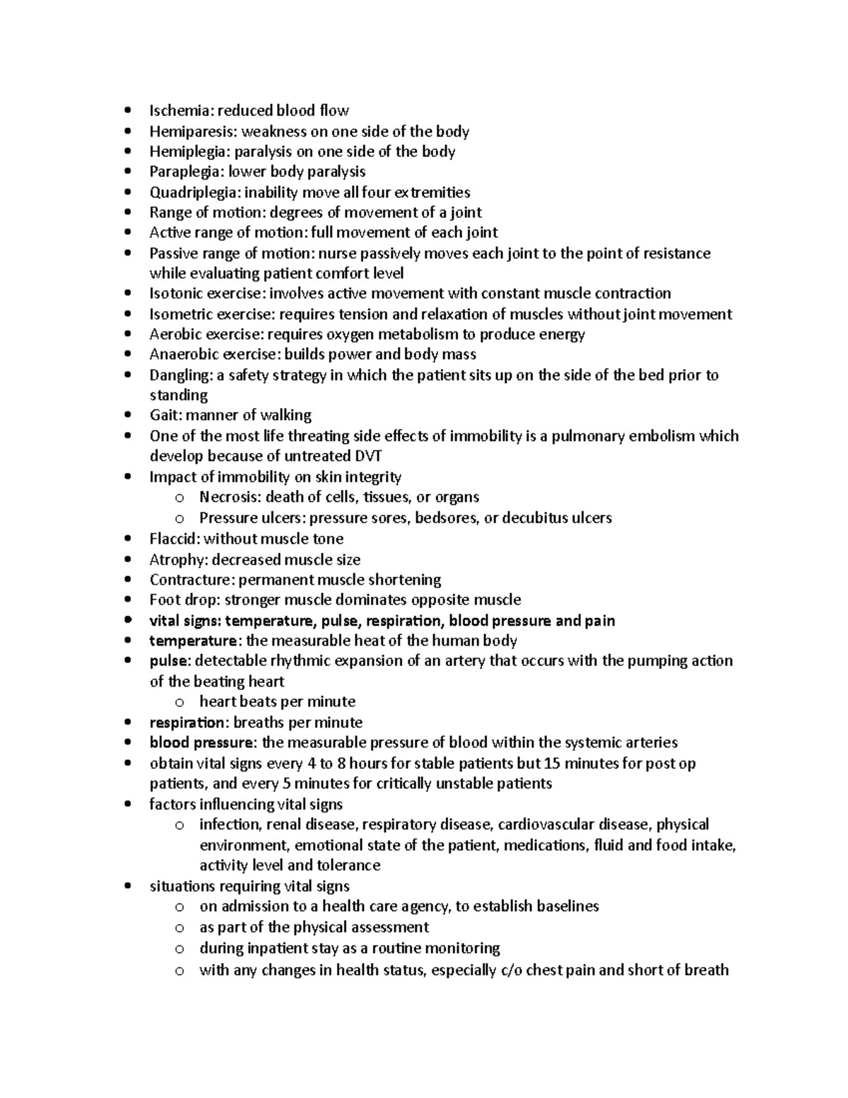 exam-2-study-guide-ischemia-reduced-blood-flow-hemiparesis-weakness