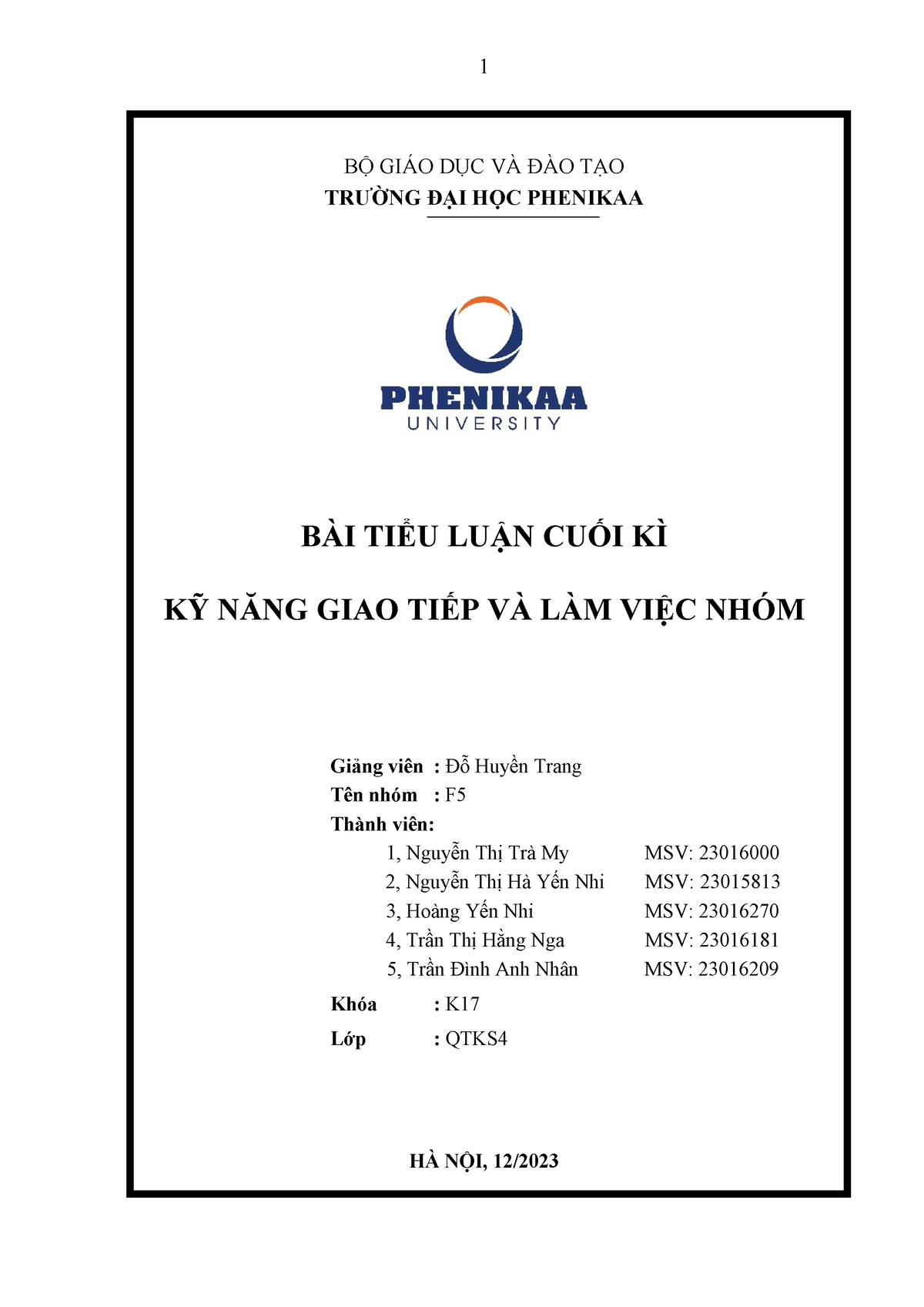 TIEU LUAN CUOI KI MON TRAI Nghiem NGHE Nghiep - BỘ GIÁO DỤC VÀ ĐÀO TẠO ...