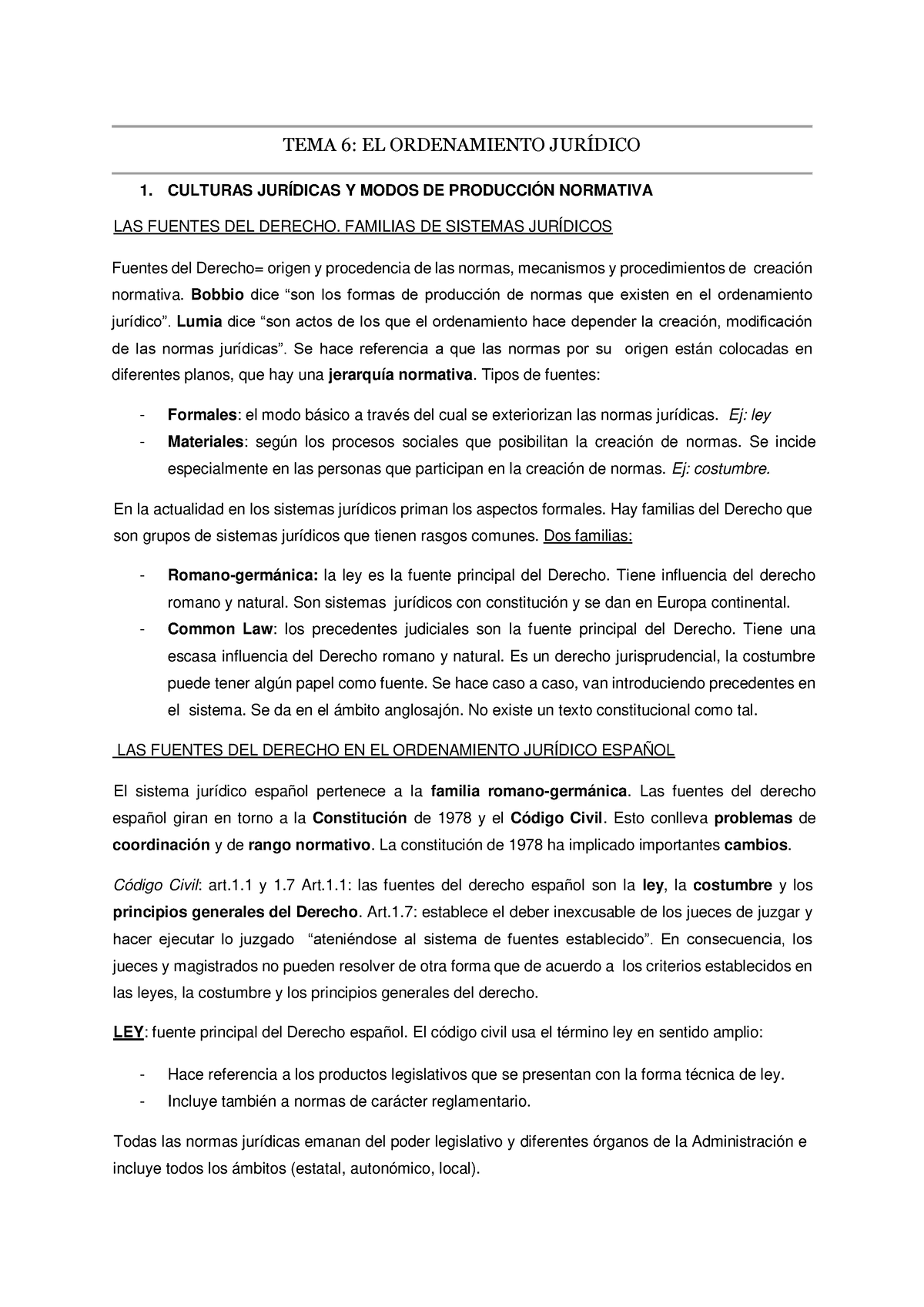 TEMA 6 EL Ordenamiento Jurídico - TEMA 6: EL ORDENAMIENTO JURÍDICO 1 ...