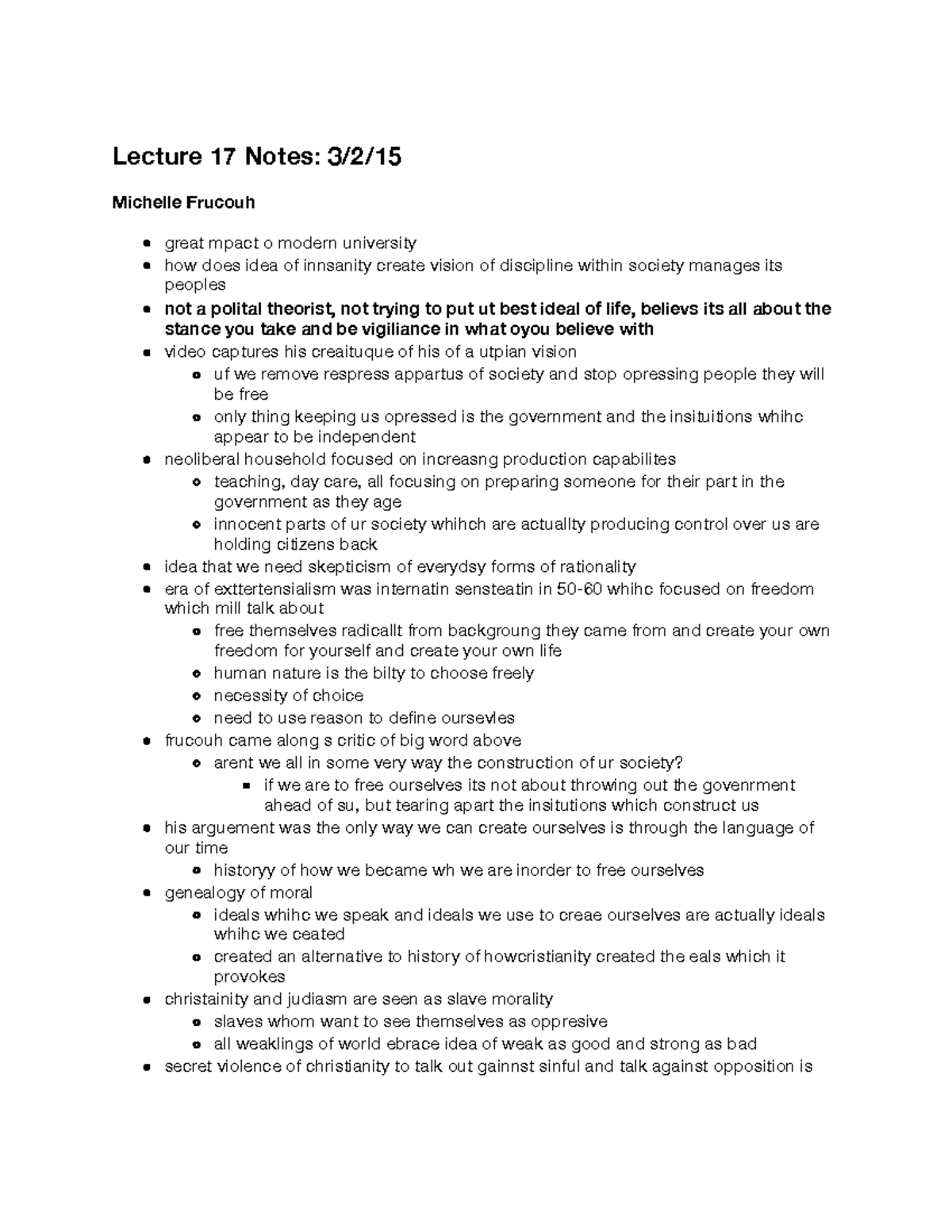 Pol Sci 10 - Week 9 Lecture 17 - Lecture Notes - Lecture 17 Notes: 3/2 ...