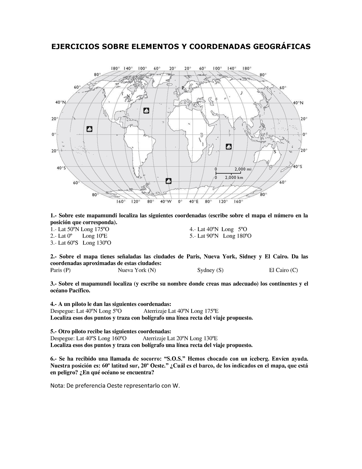 4 Ejercicios Sobre Elementos Y Coordenadas Geográficas Ejercicios Sobre Elementos Y 3384