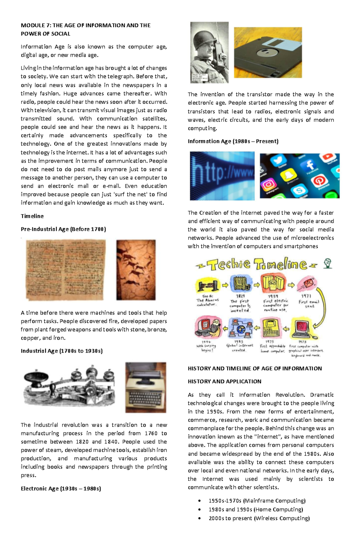 THE AGE OF Information AND THE Power OF Social - MODULE 7: THE AGE OF ...