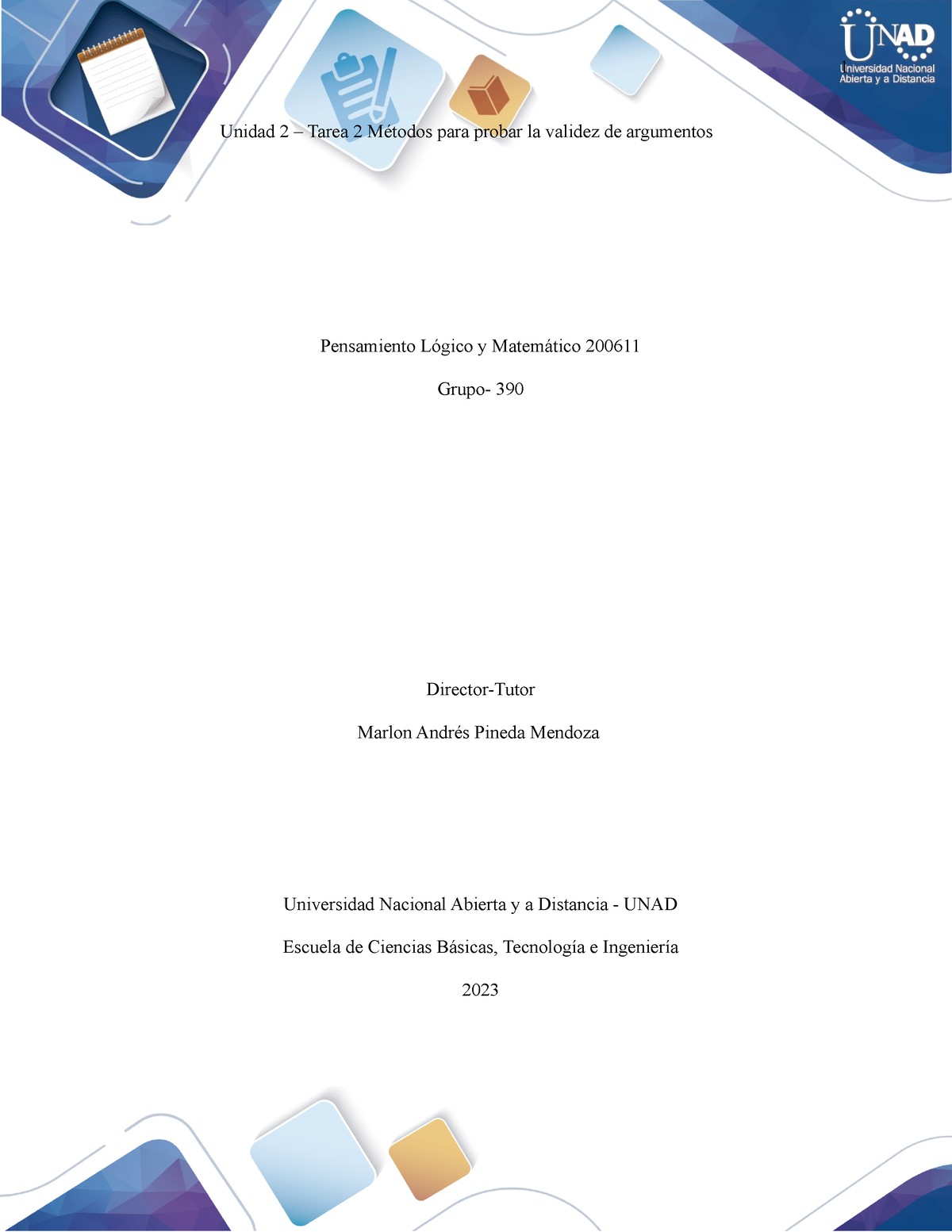 Plantilla Tarea 2 - Trabajo De Pensamiento Logico Y Matematico - Unidad ...