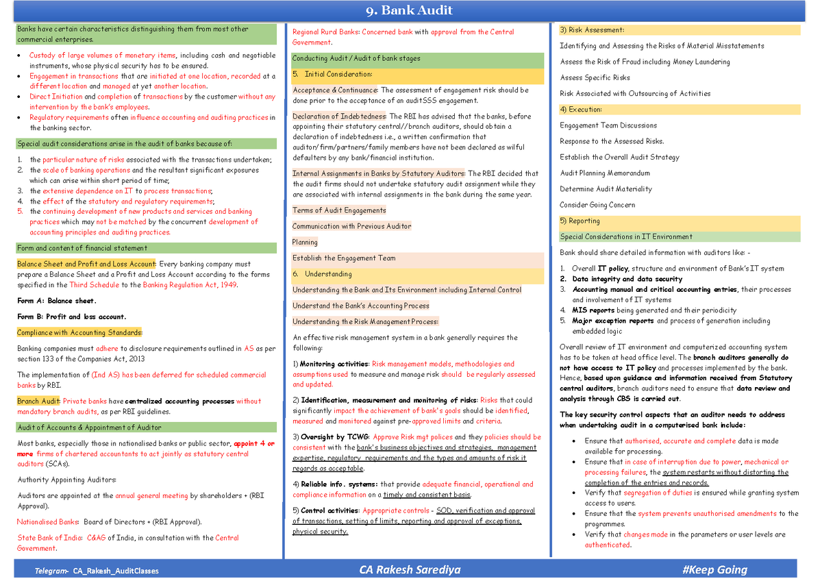 Bank Audit - Banks have certain characteristics distinguishing them ...