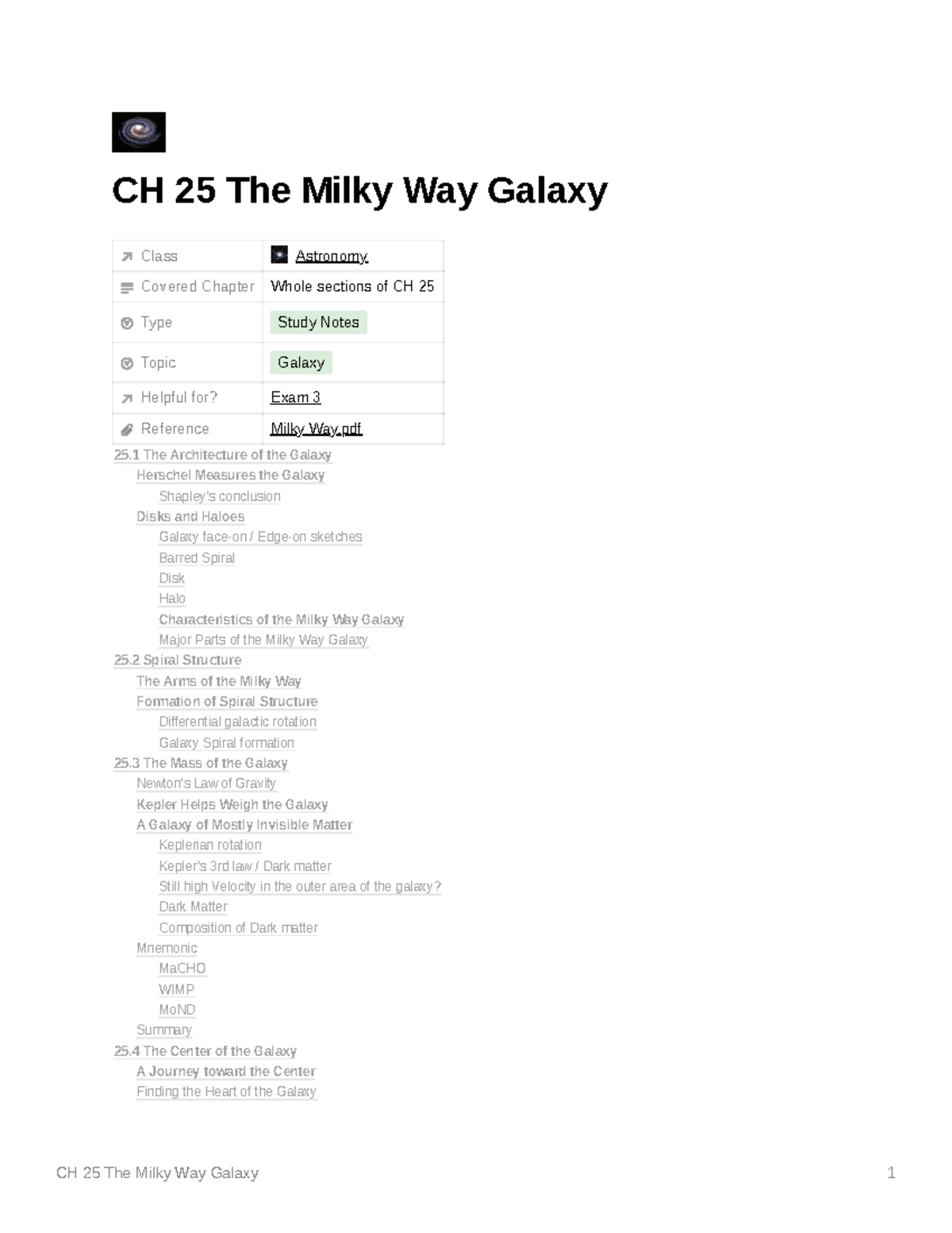 CH 25 The Milky Way Galaxy - CH 25 The Milky Way Galaxy Class Astronomy ...