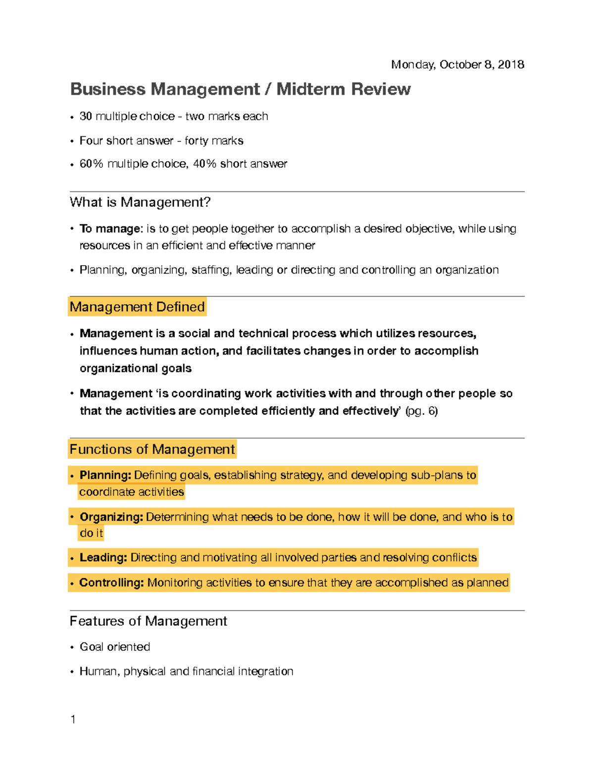 ADM1100-2 - Summary Introduction to Business Management - Business ...