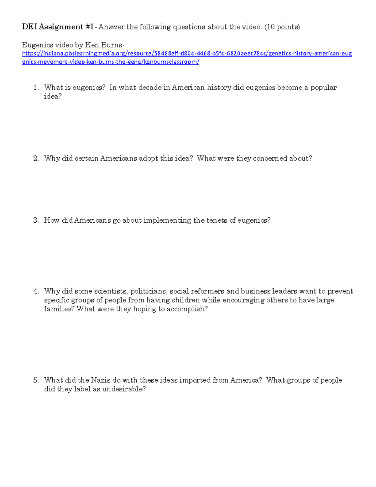 DEI video assignment - DEI Assignment #1- Answer the following ...