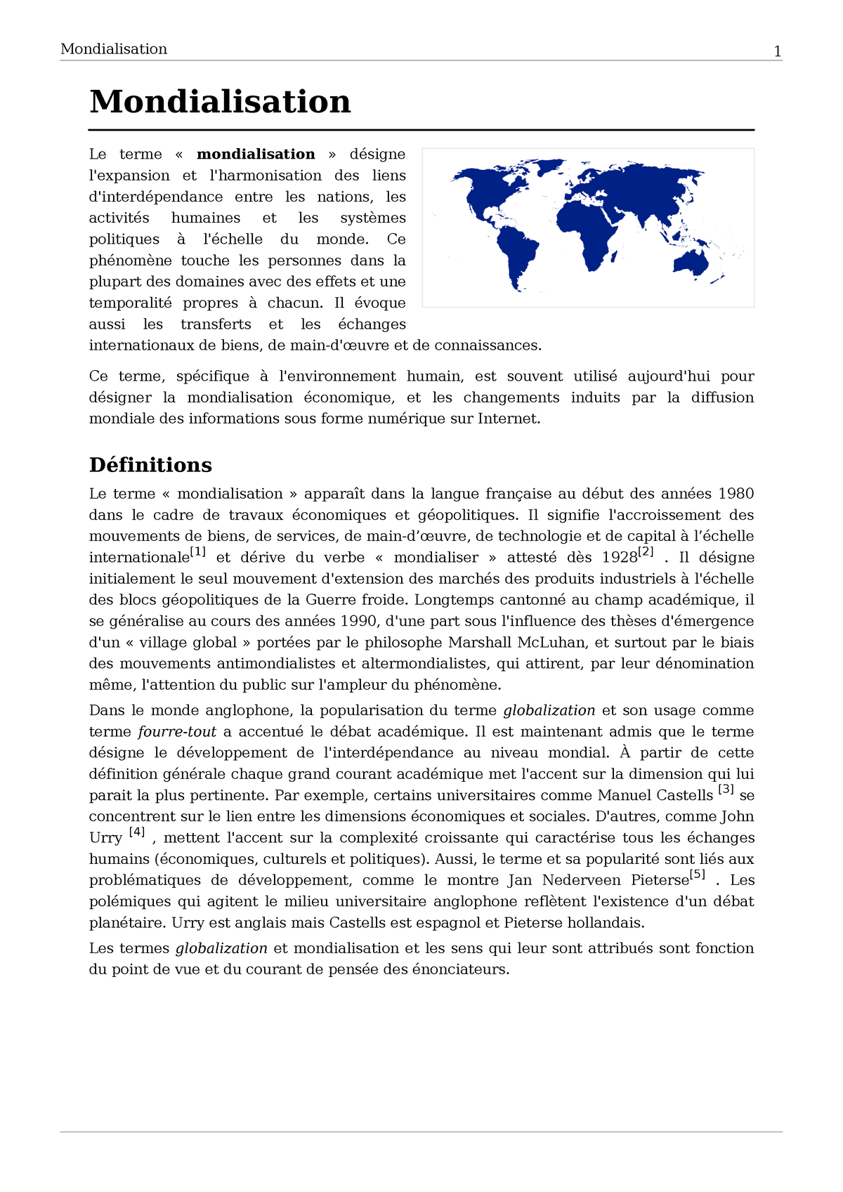 sujet de dissertation sur la mondialisation pdf
