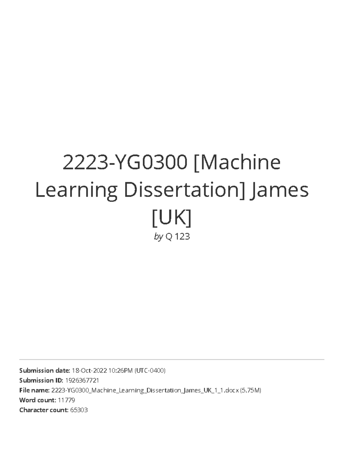 machine learning dissertation examples