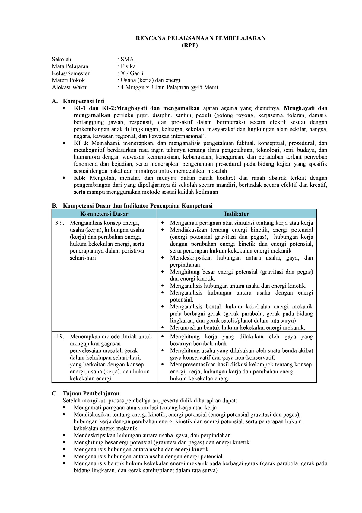 12. RPP 9 - Berikut Merupakan Contoh Rpp - RENCANA PELAKSANAAN ...