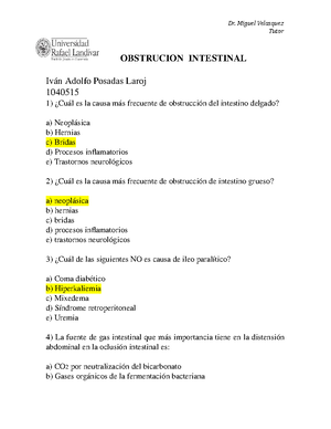 Ivan Posadas Cuestionario Obstruccion Intestinal Studocu