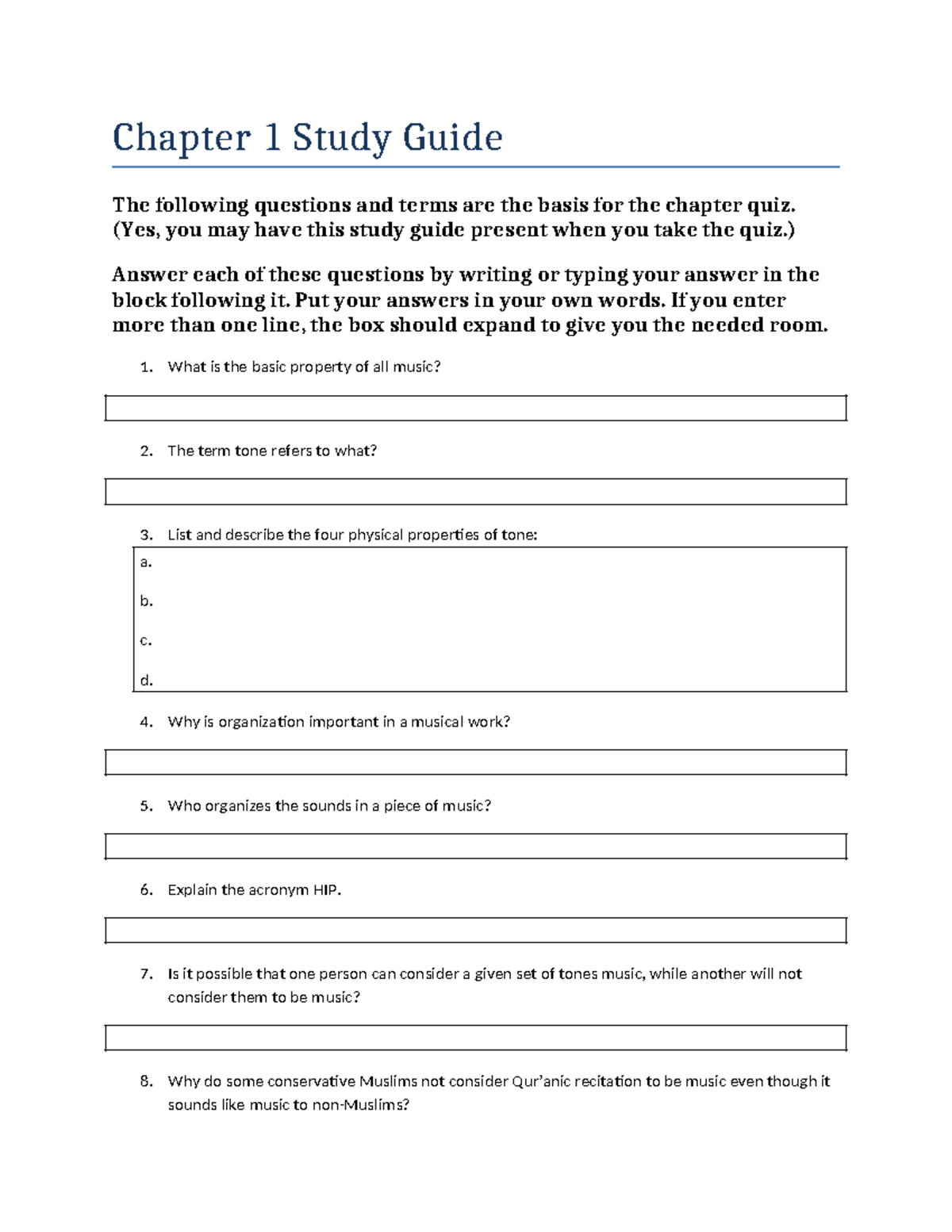 Chapter 1 Study Guide - Chapter 1 Study Guide The following questions ...