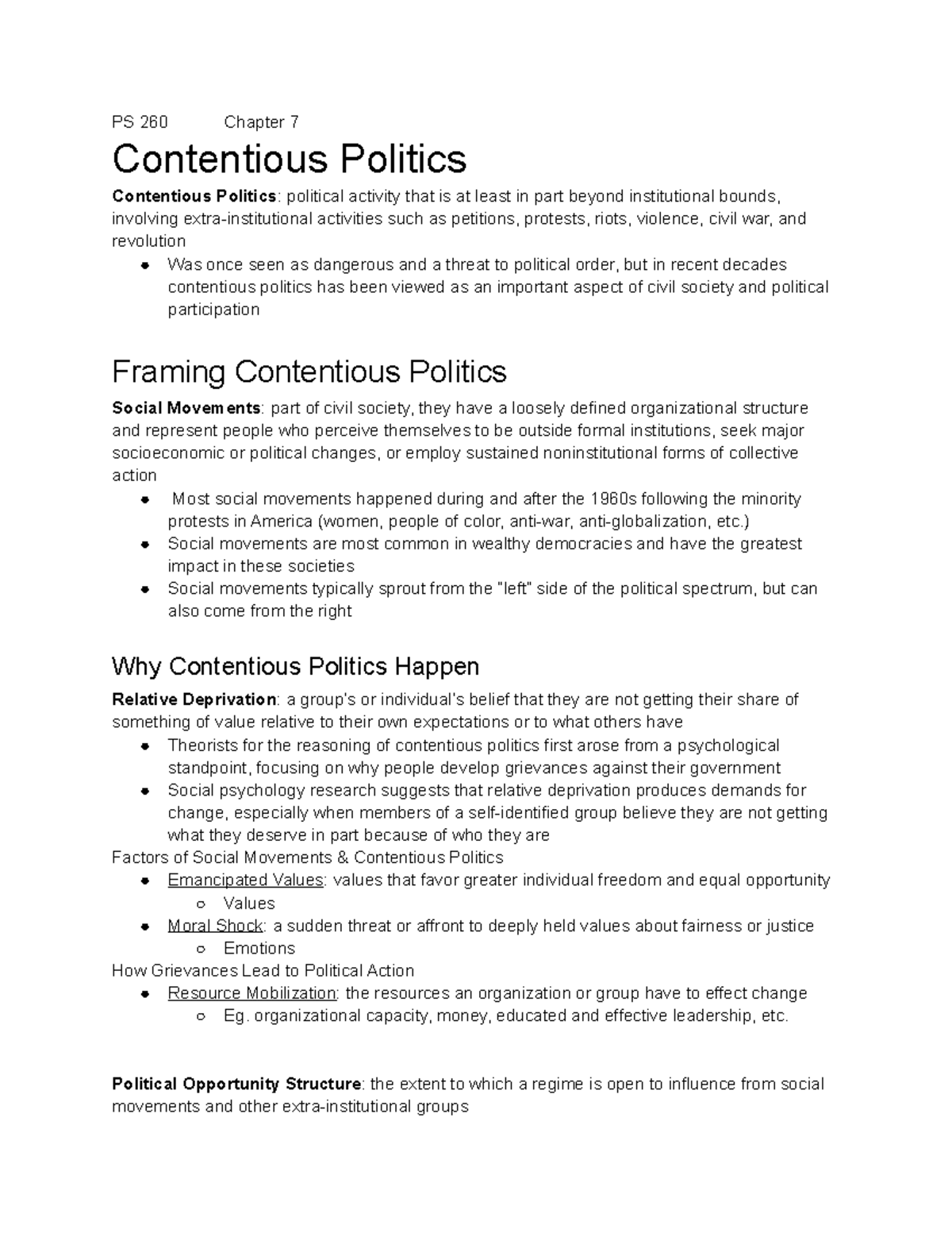 contentious politics thesis